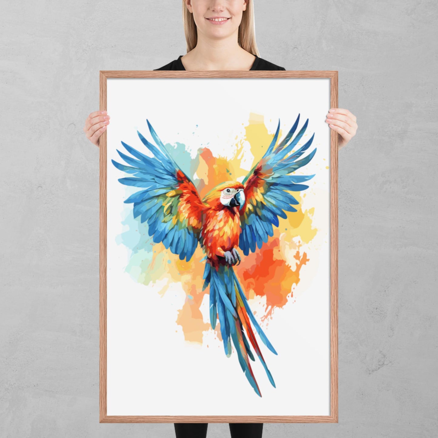 Rainbow Paint Parrot Framed Poster