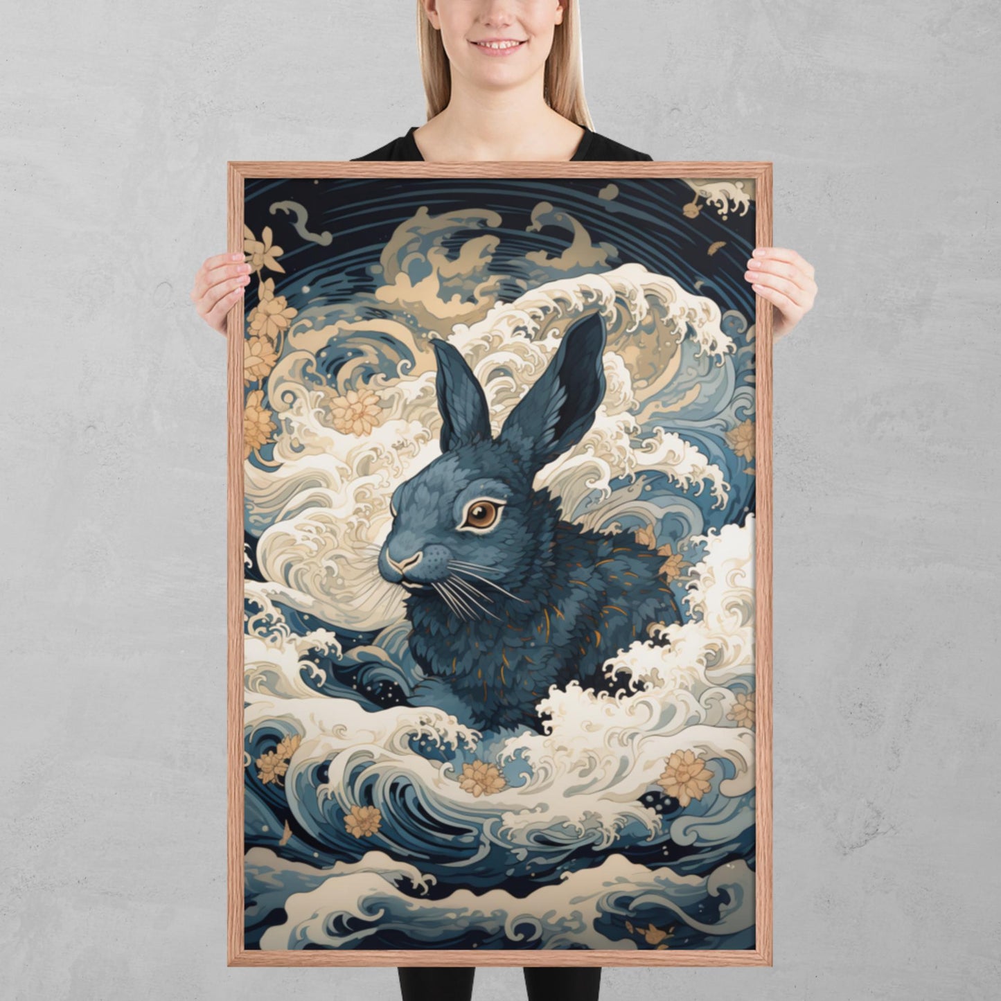 Ukiyo-e Rabbit Framed Poster