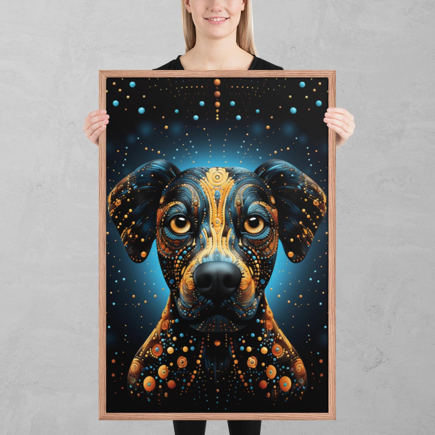 Dot Art Dog Framed Poster