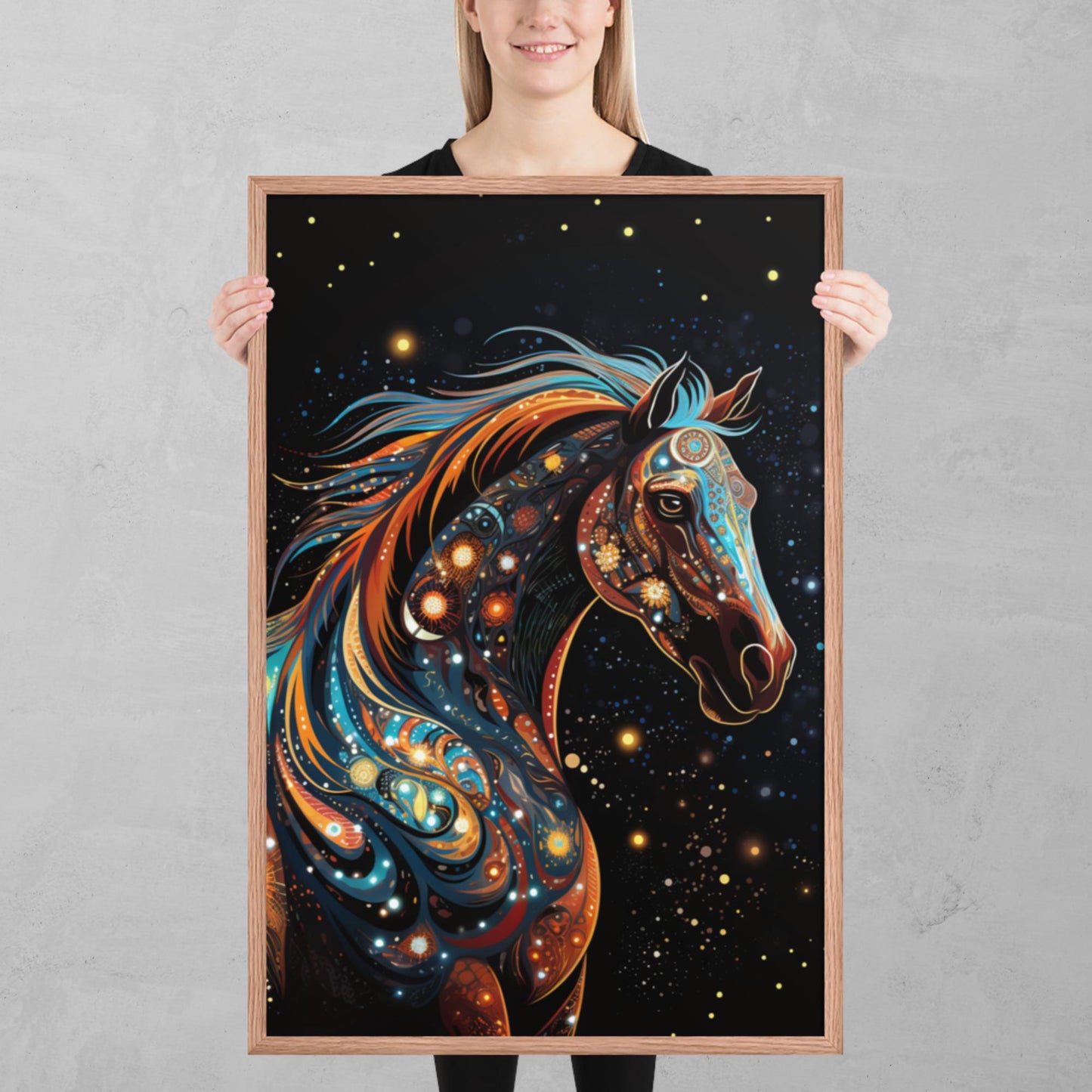 Dot Art Horse Framed Poster