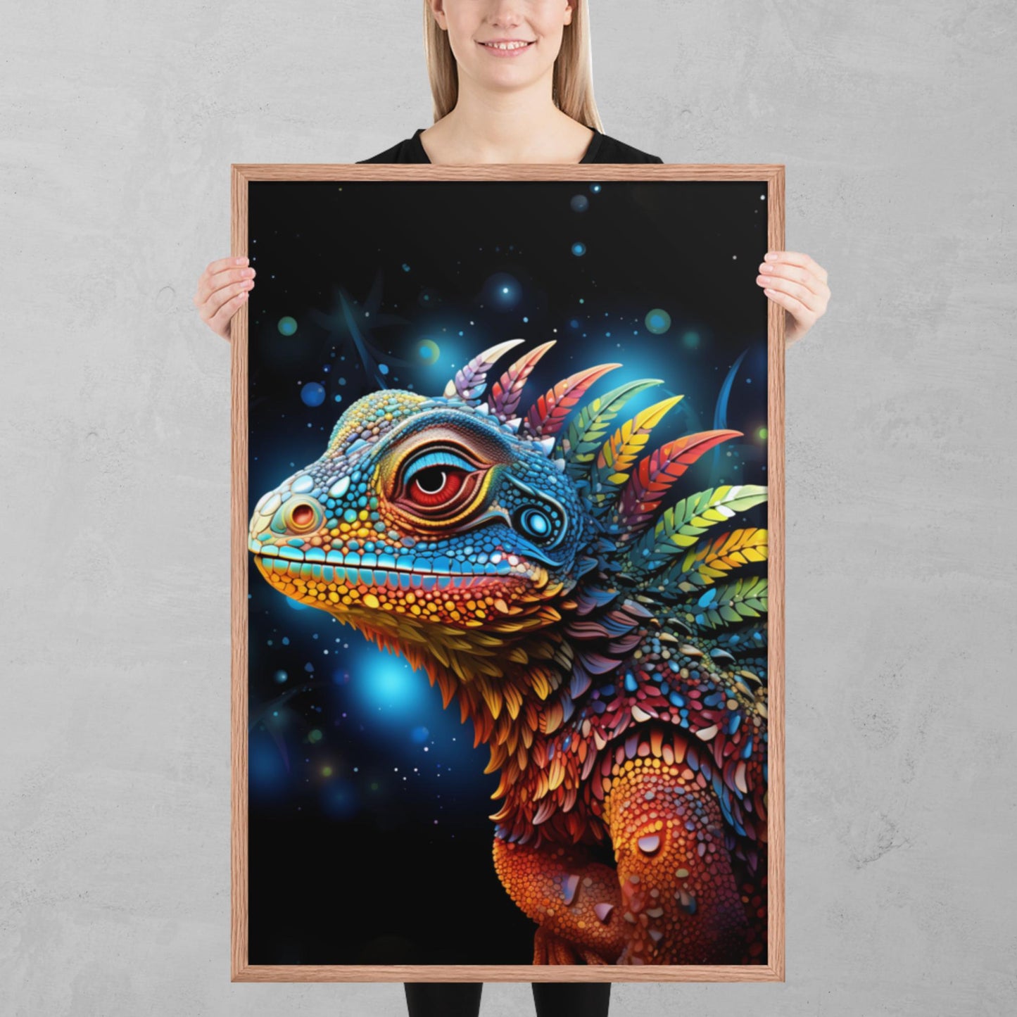 Dot Art Iguana Framed Poster