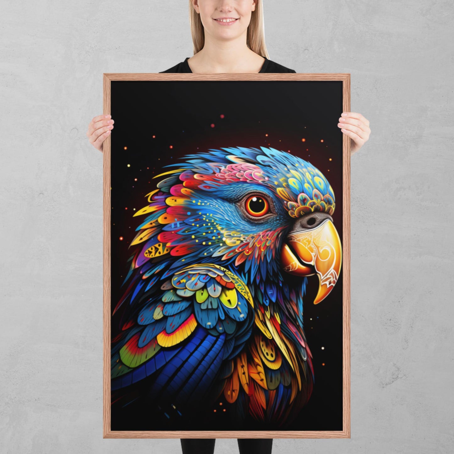 Dot Art Parrot Framed Poster