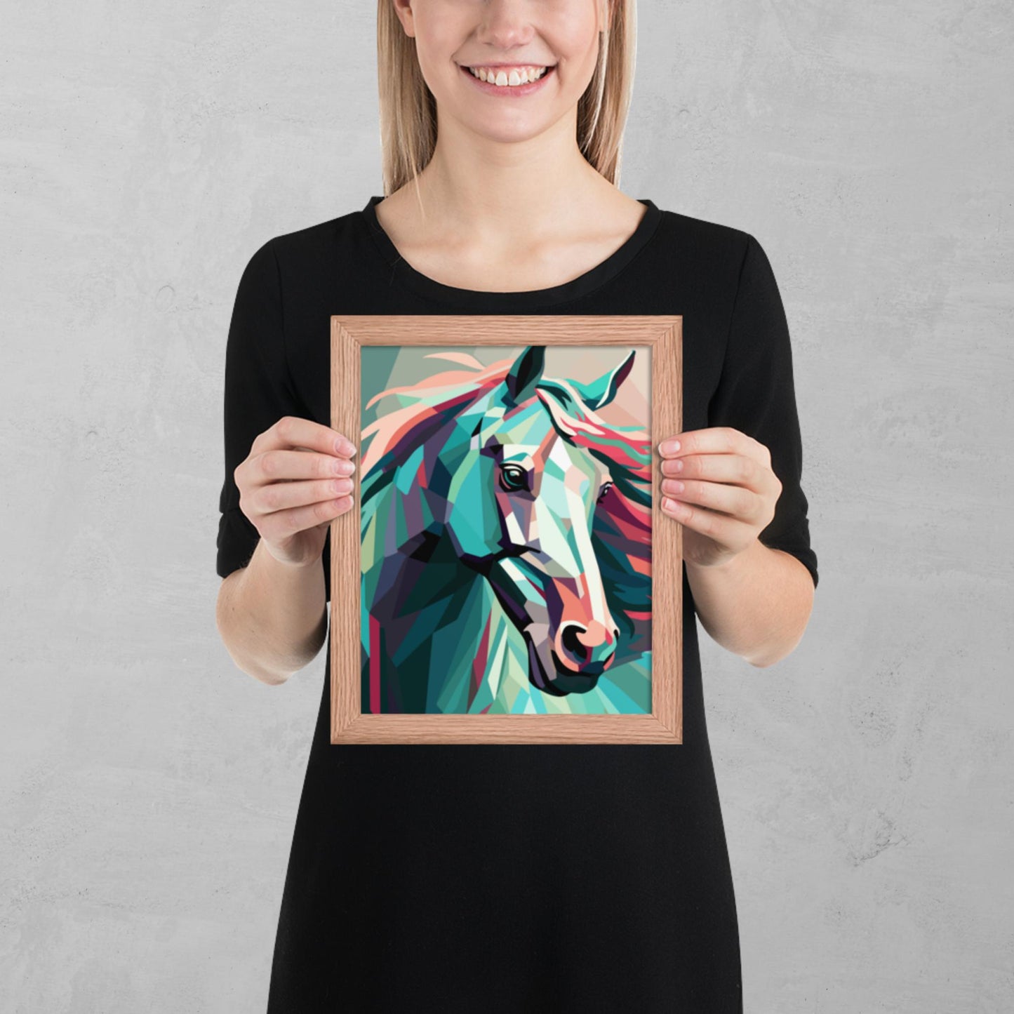 Green and Pink Horse Framed Poster