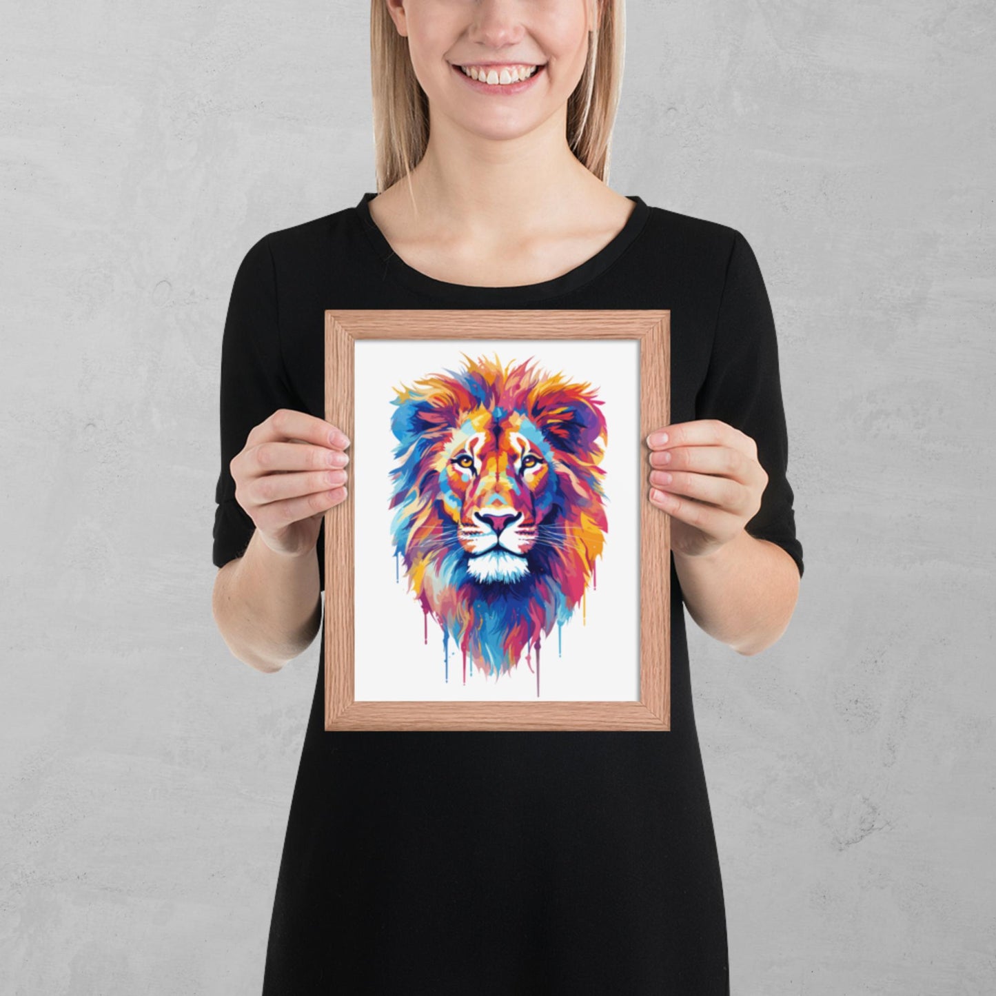 Rainbow Paint Lion Framed Poster