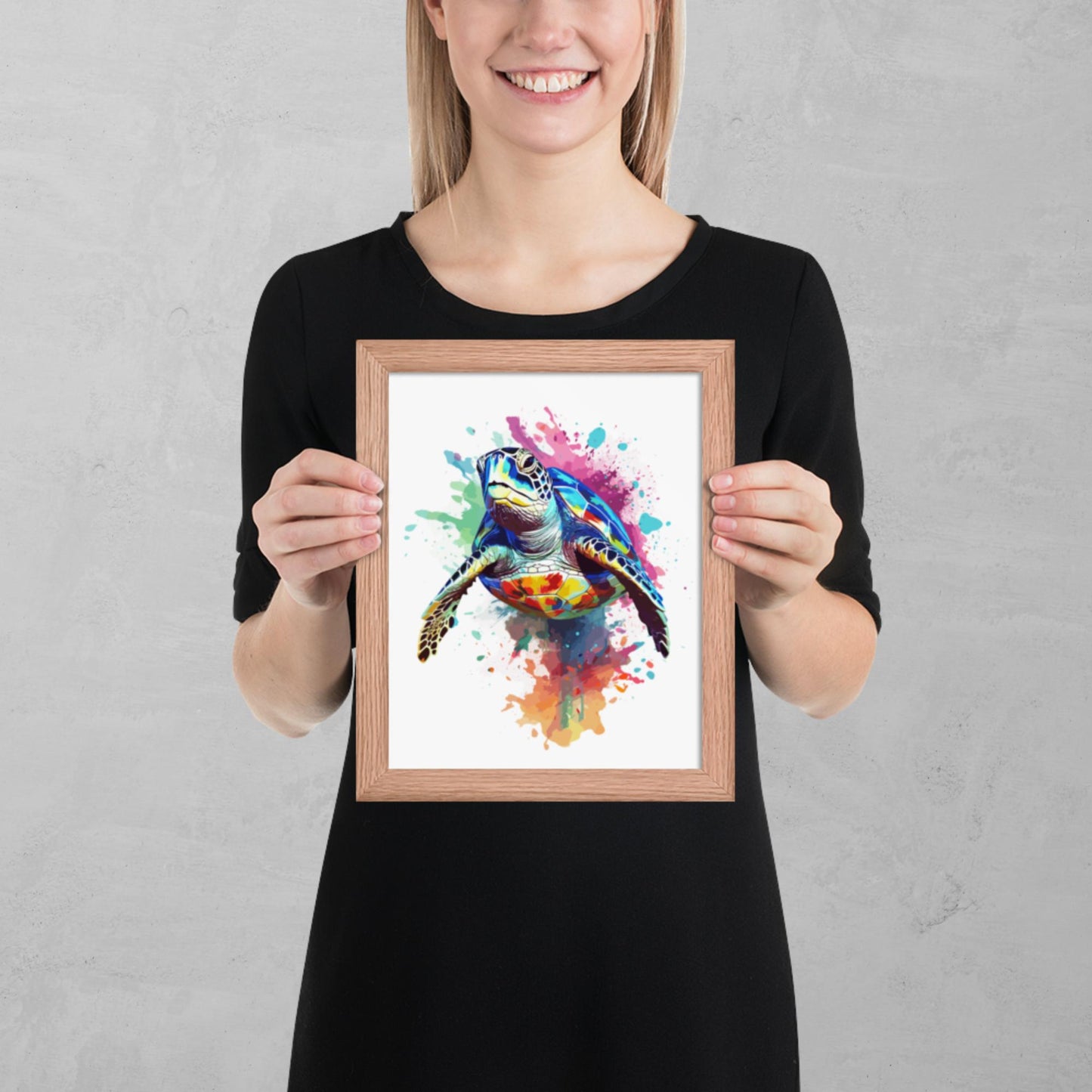 Rainbow Paint Turtle Framed Poster