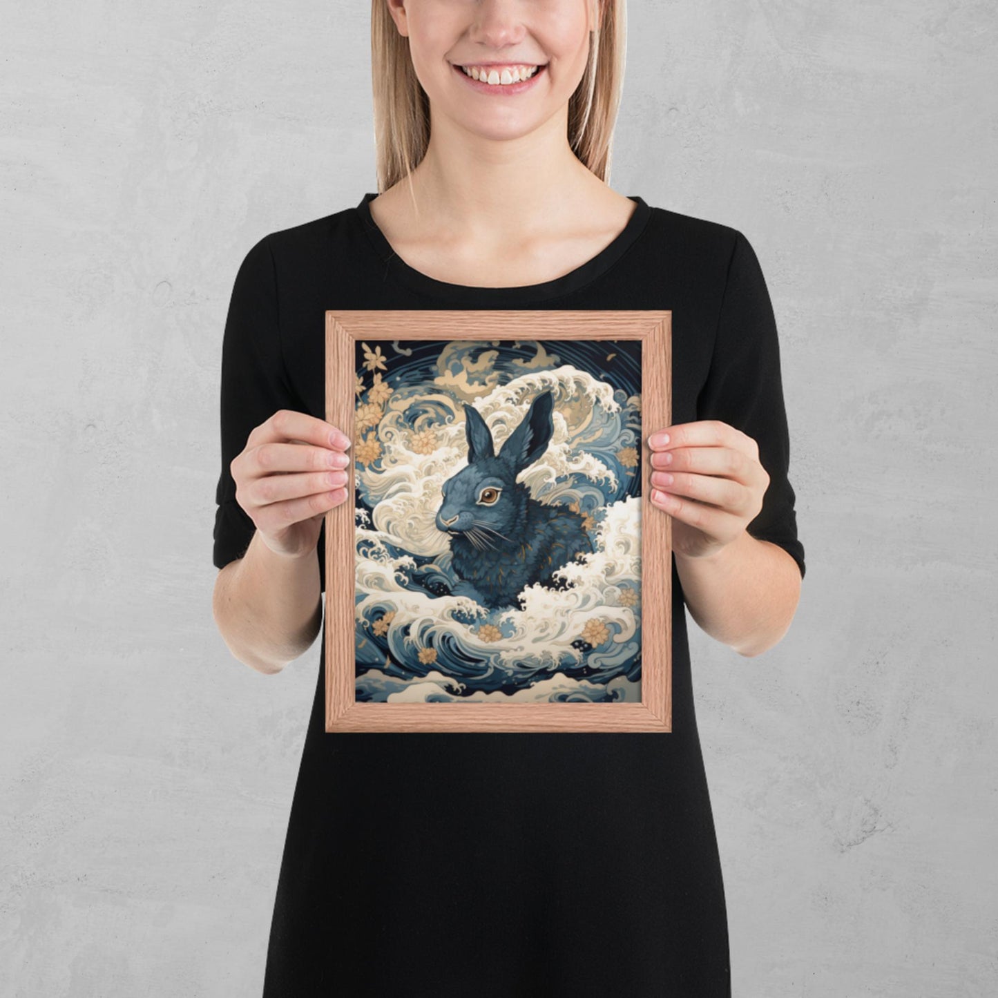 Ukiyo-e Rabbit Framed Poster