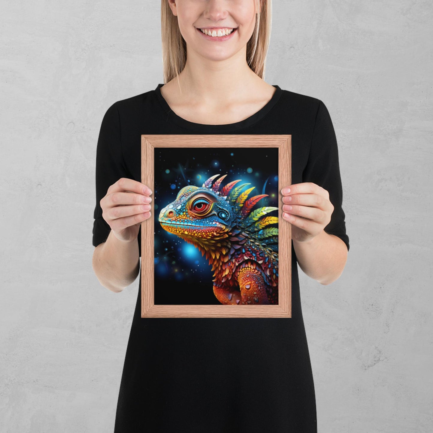 Dot Art Iguana Framed Poster