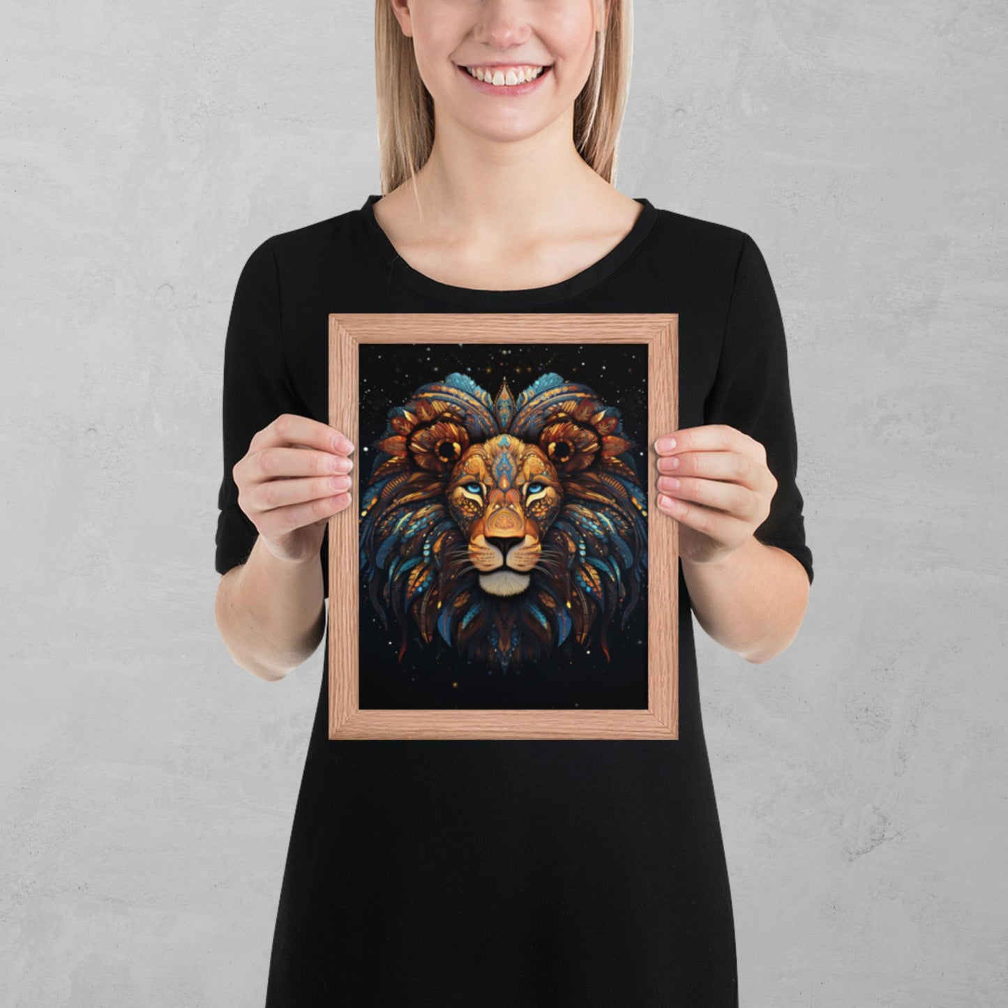 Dot Art Lion Framed Poster