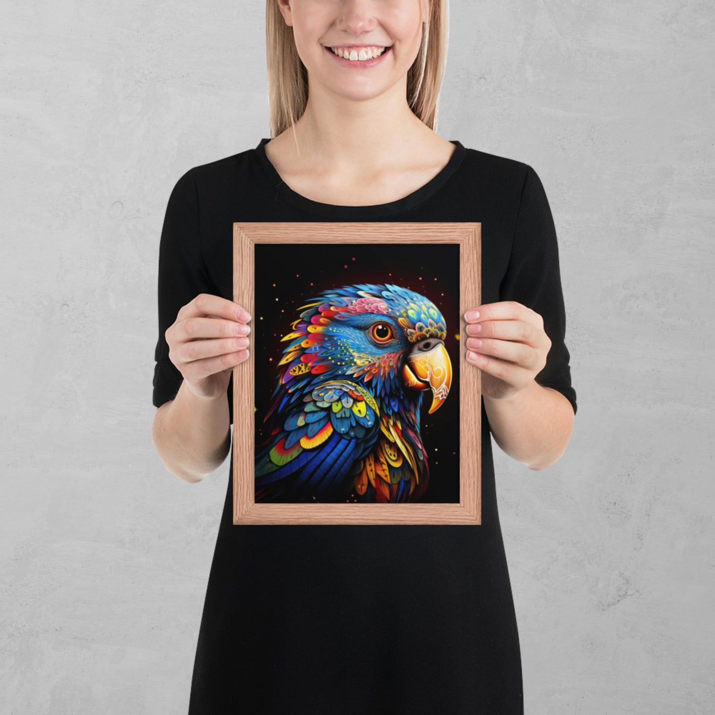 Dot Art Parrot Framed Poster