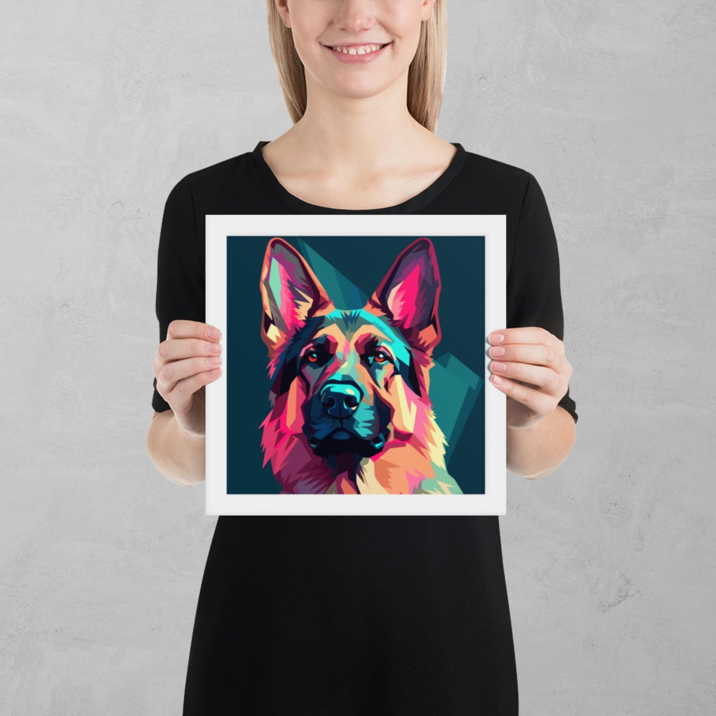 Green and Pink Dog Framed Poster