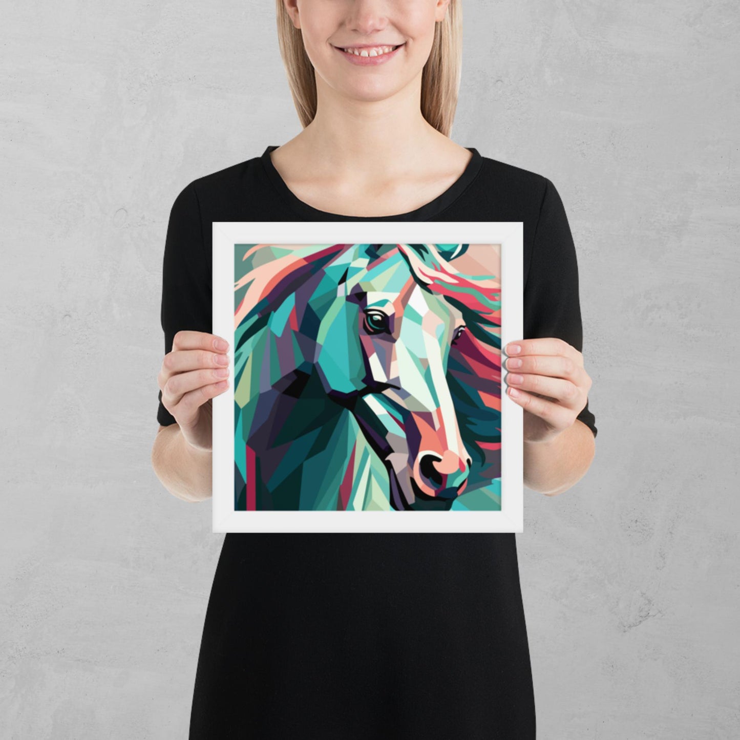 Green and Pink Horse Framed Poster