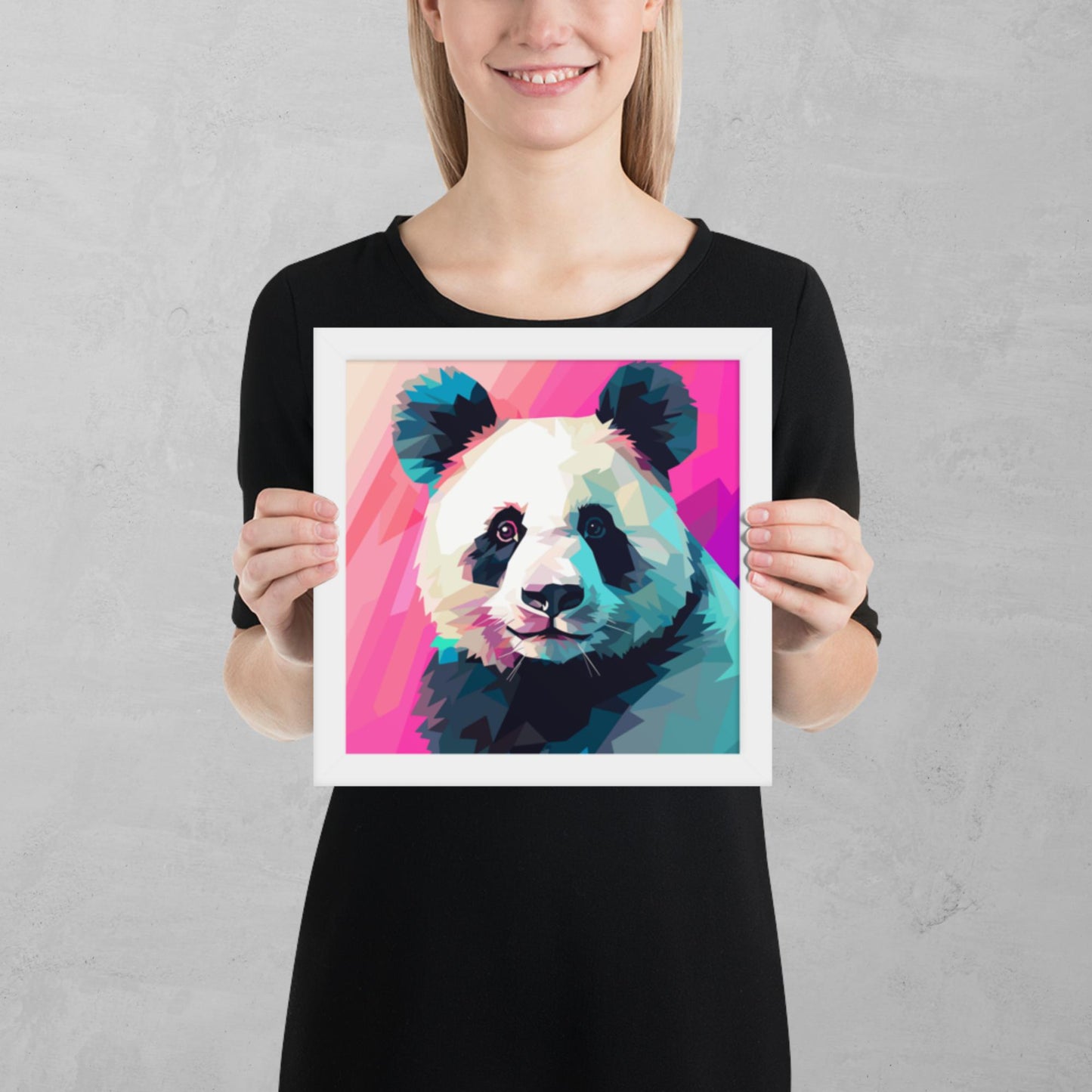 Green and Pink Panda Framed Poster