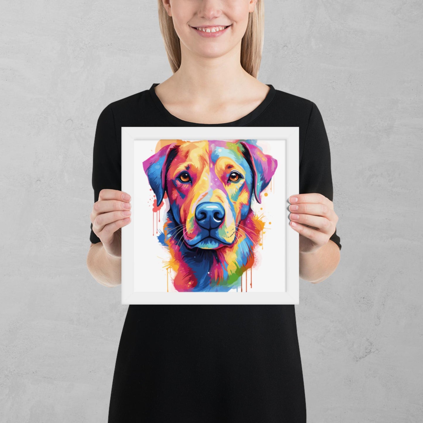 Rainbow Paint Dog Framed Poster