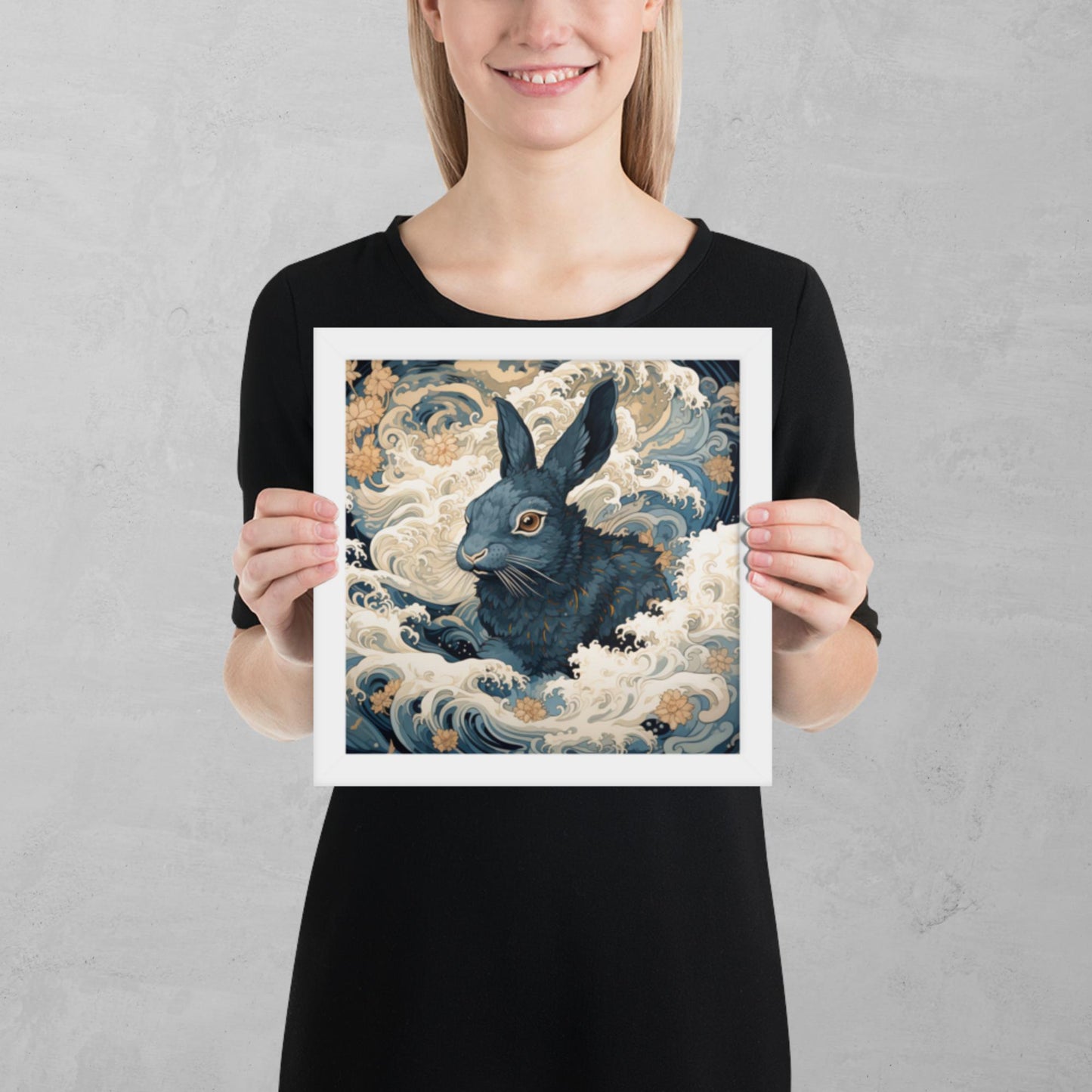 Ukiyo-e Rabbit Framed Poster