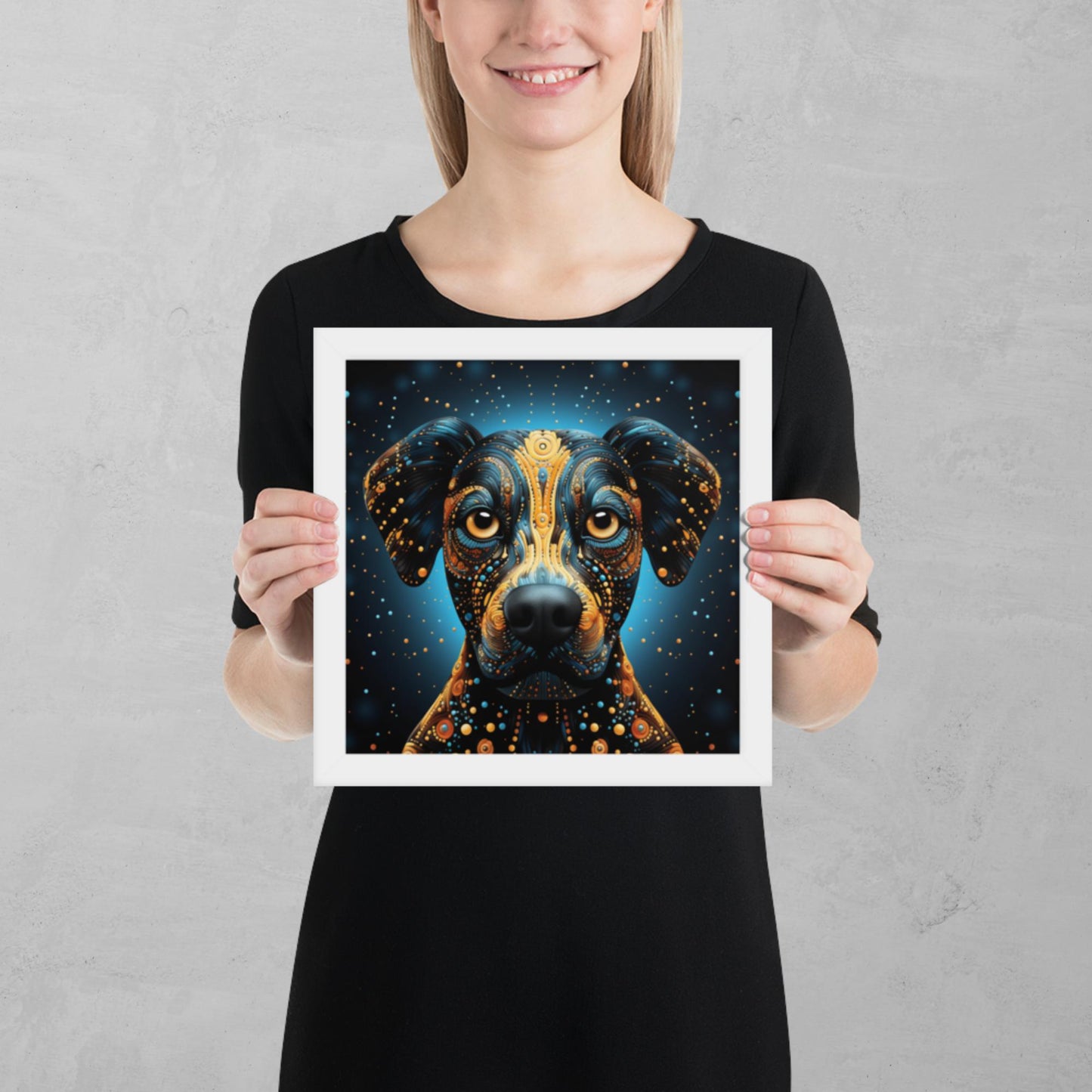 Dot Art Dog Framed Poster