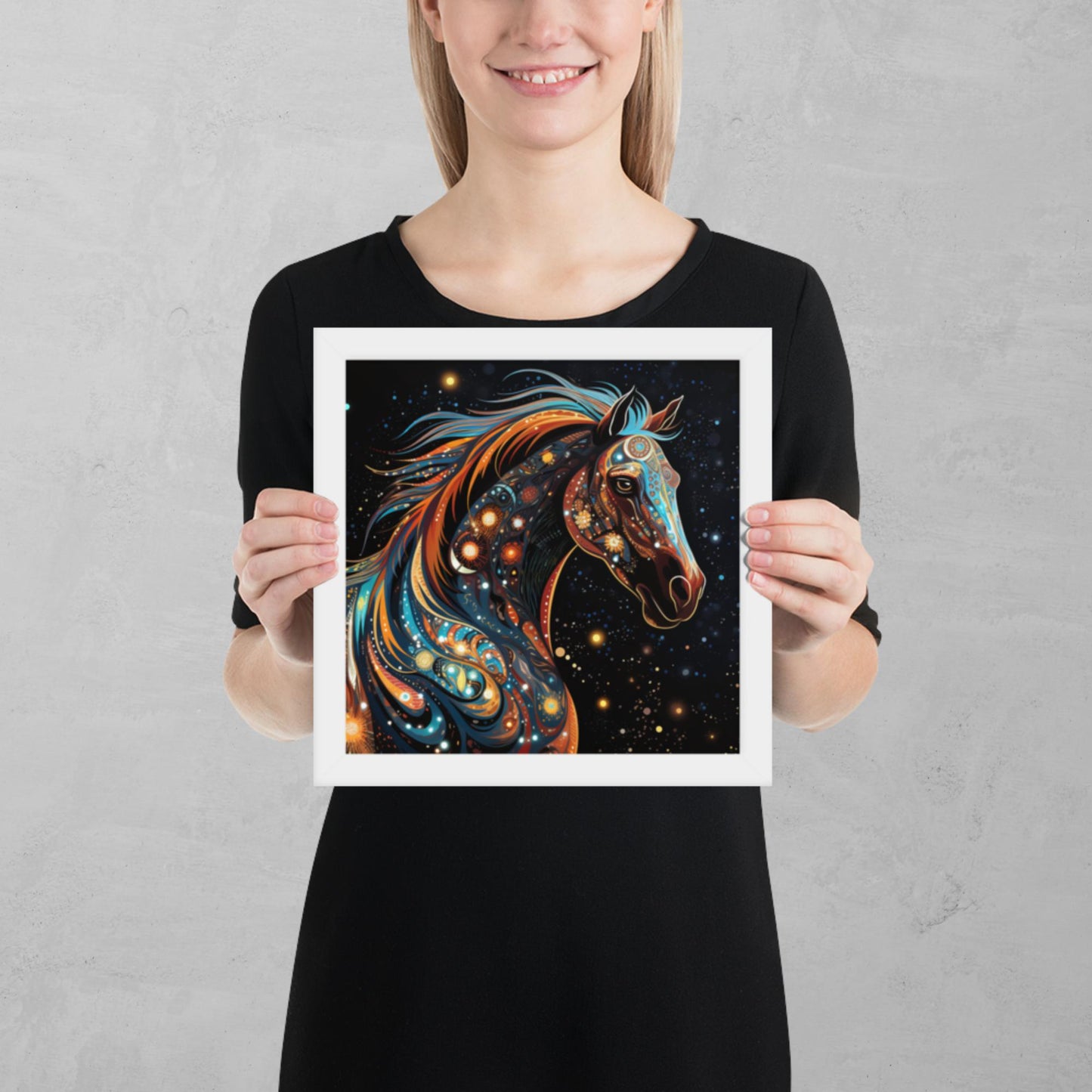 Dot Art Horse Framed Poster