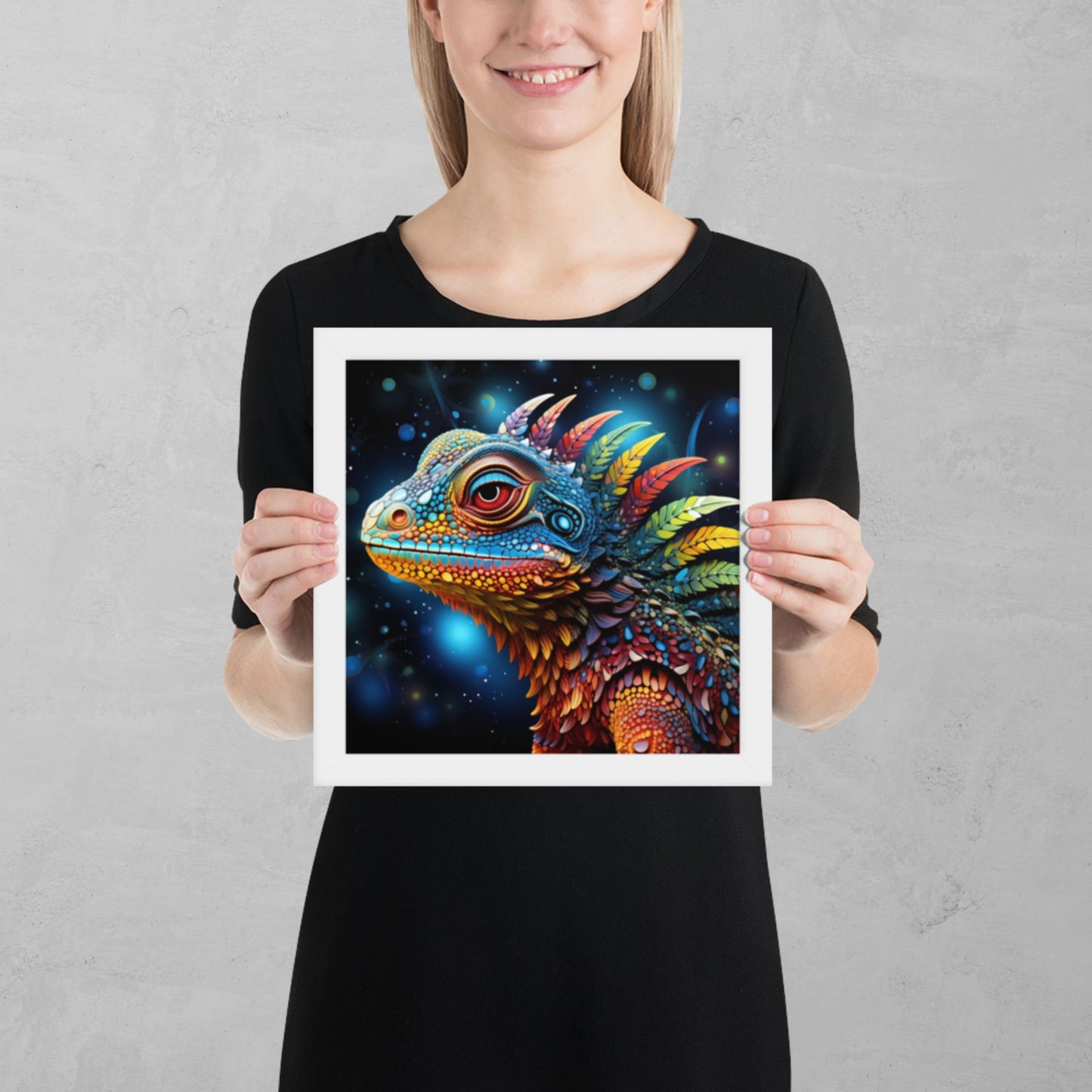 Dot Art Iguana Framed Poster