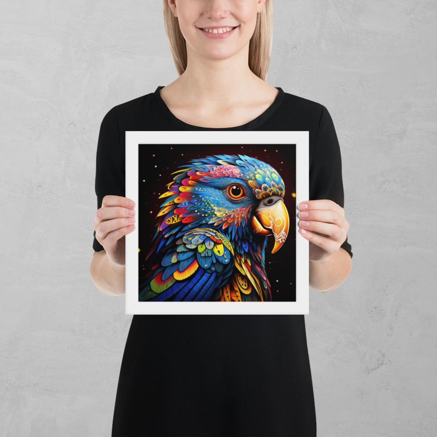 Dot Art Parrot Framed Poster