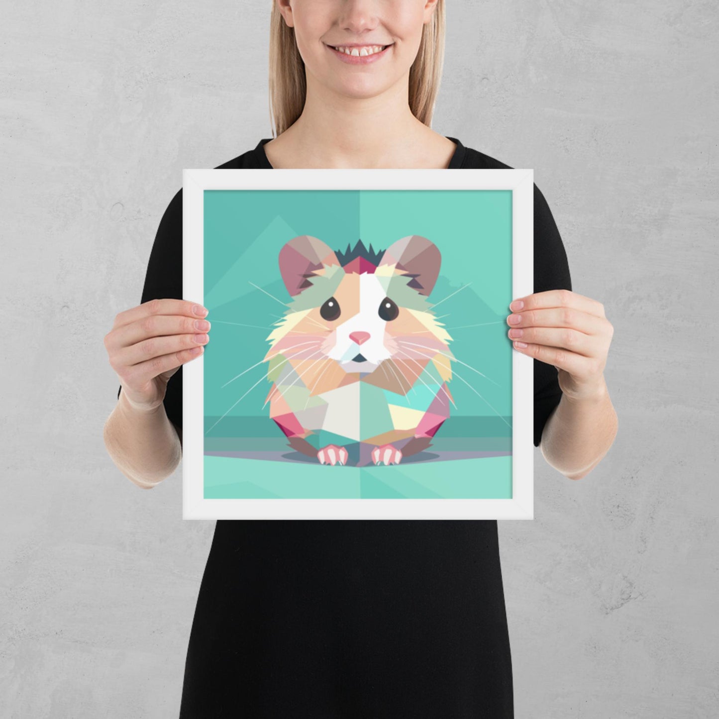 Green and Pink Hamster Framed Poster