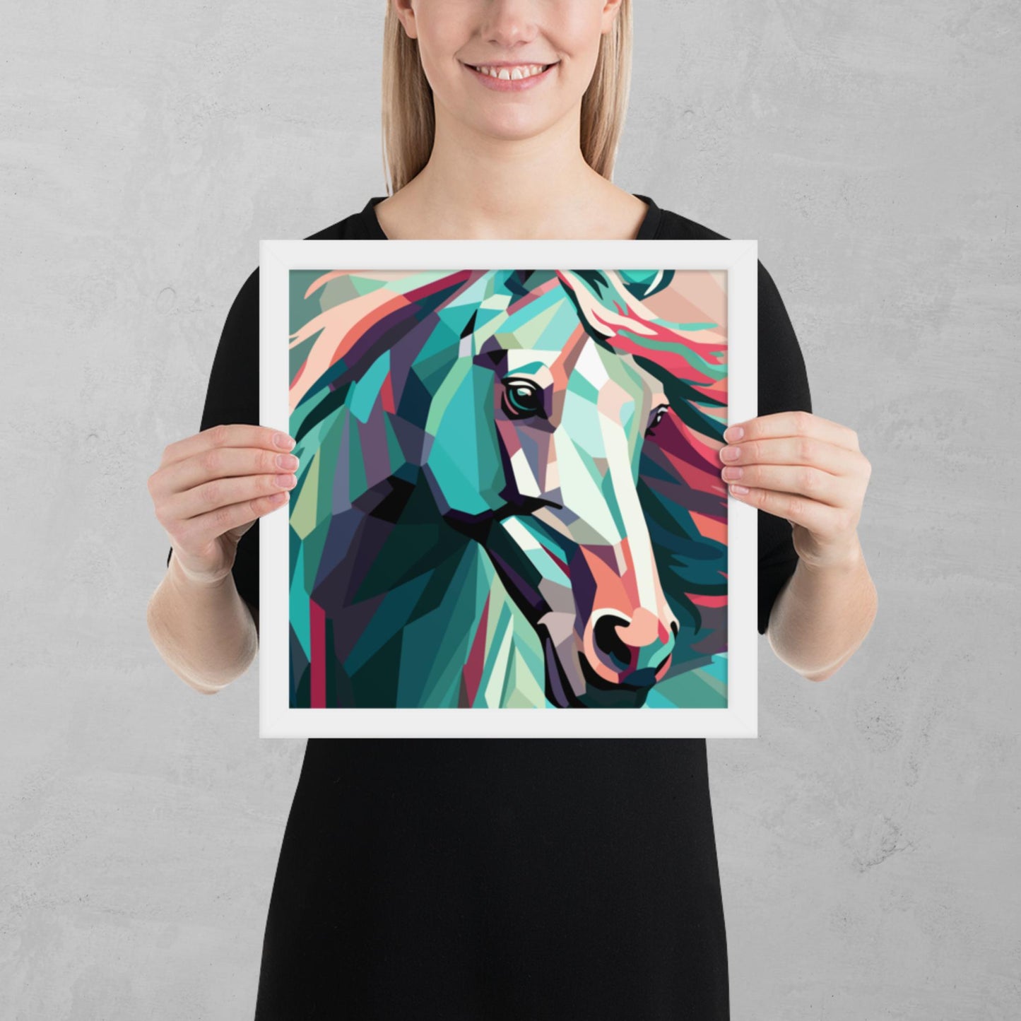 Green and Pink Horse Framed Poster