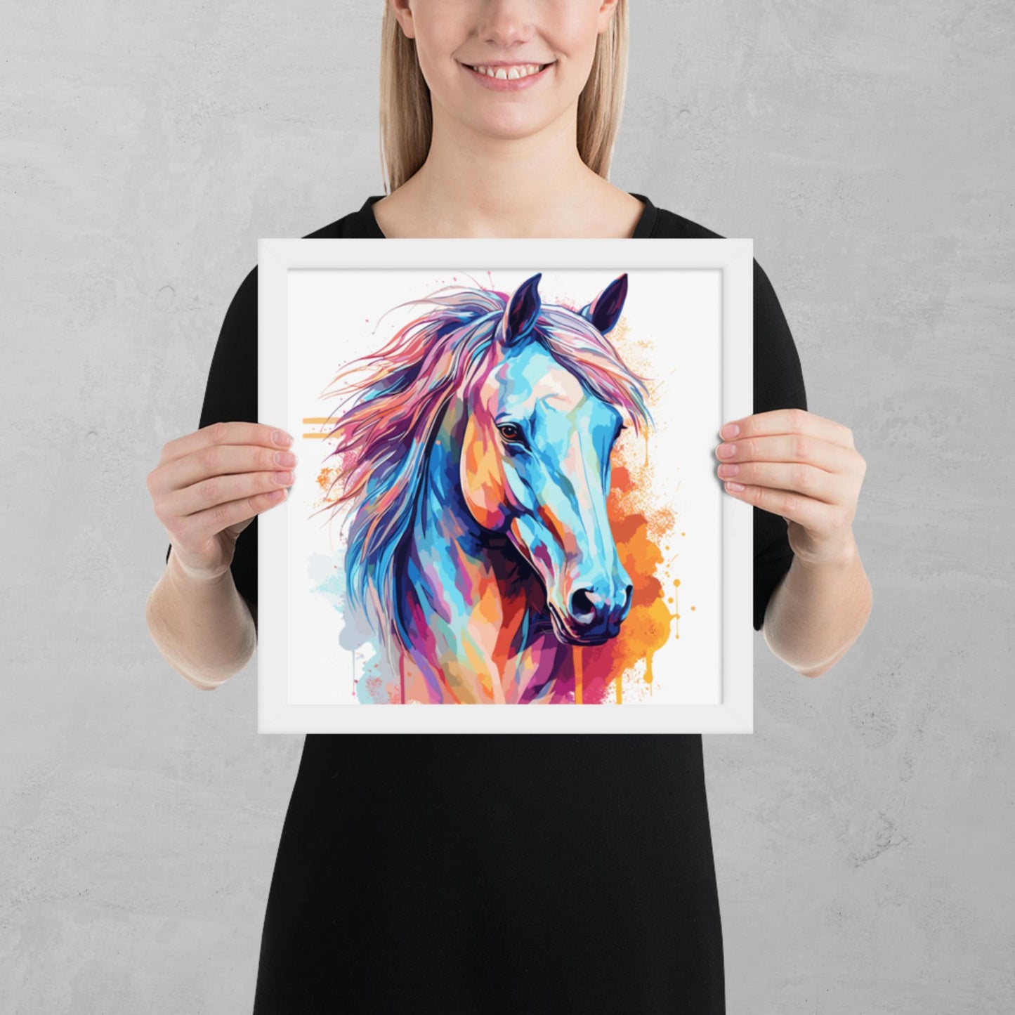 Rainbow Paint Horse Framed Poster