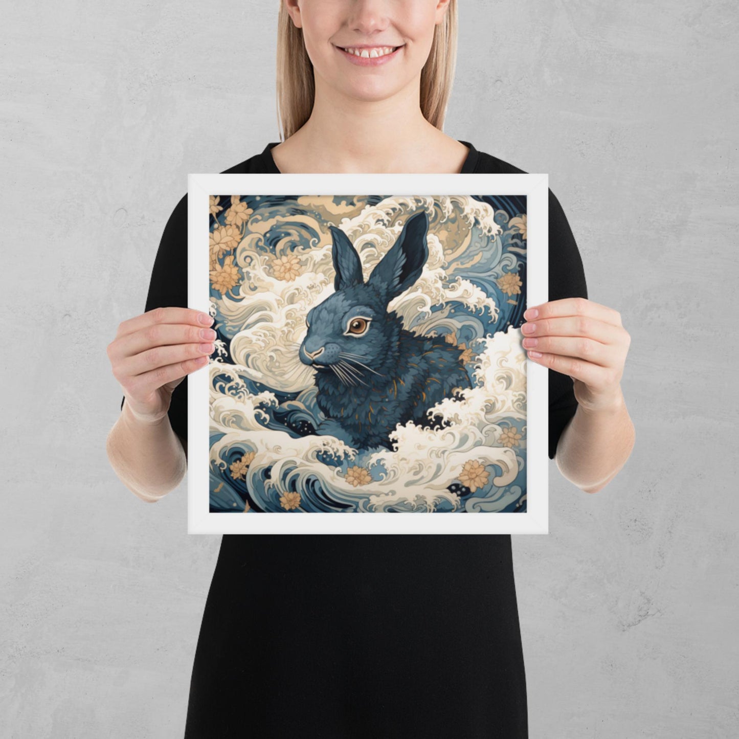 Ukiyo-e Rabbit Framed Poster