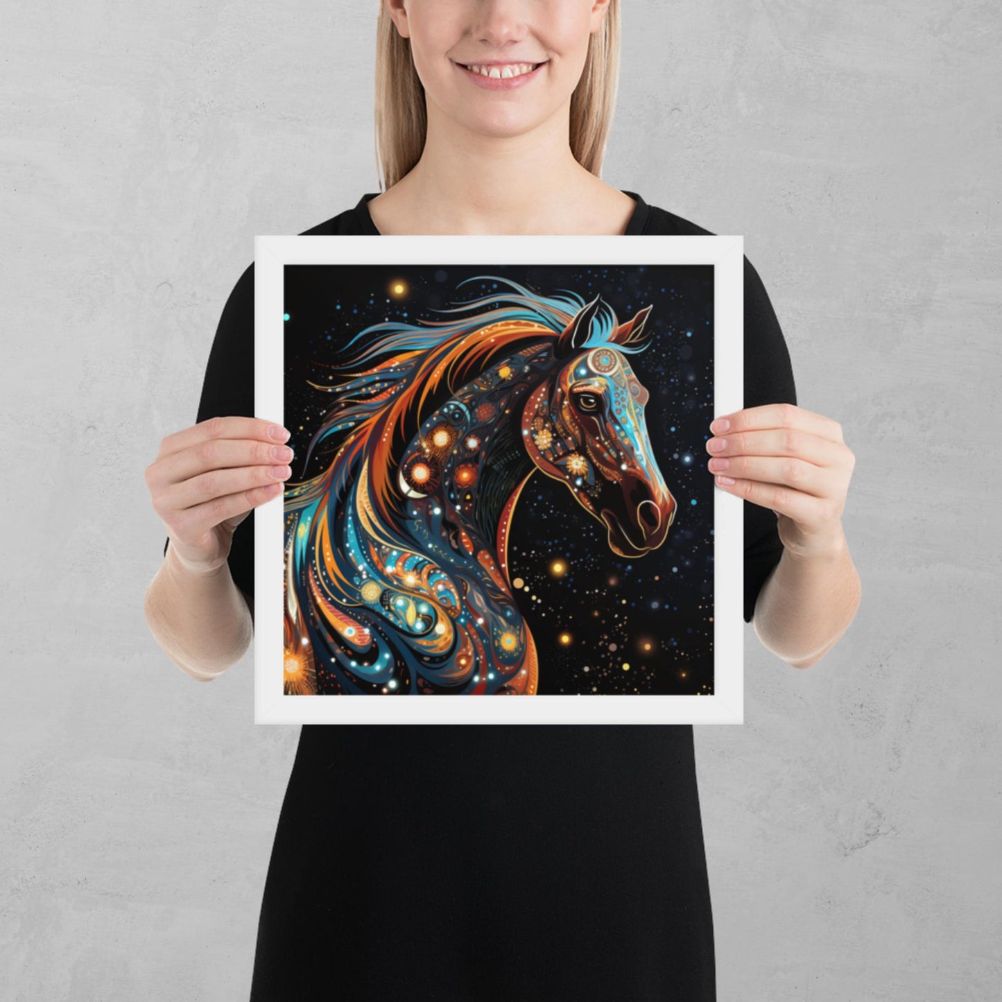 Dot Art Horse Framed Poster