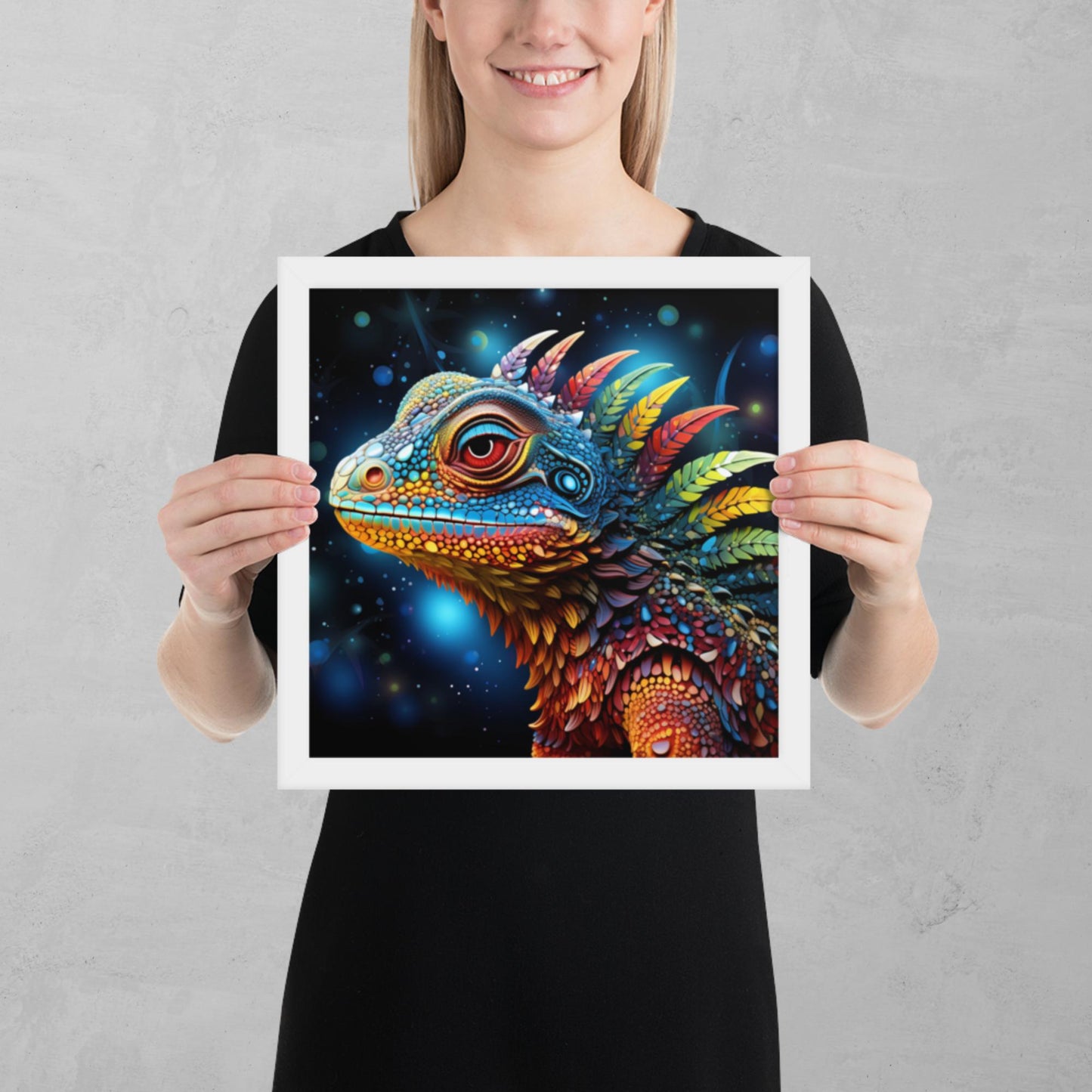 Dot Art Iguana Framed Poster