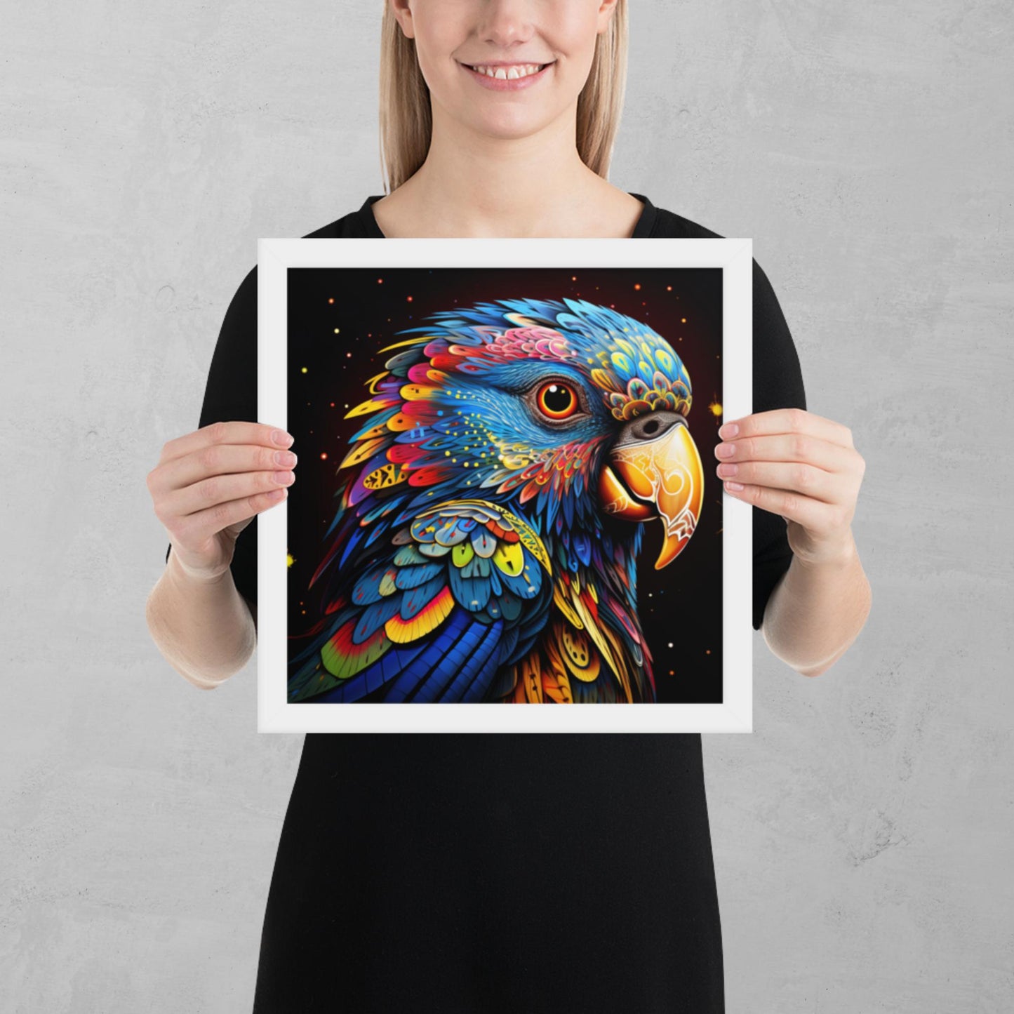 Dot Art Parrot Framed Poster