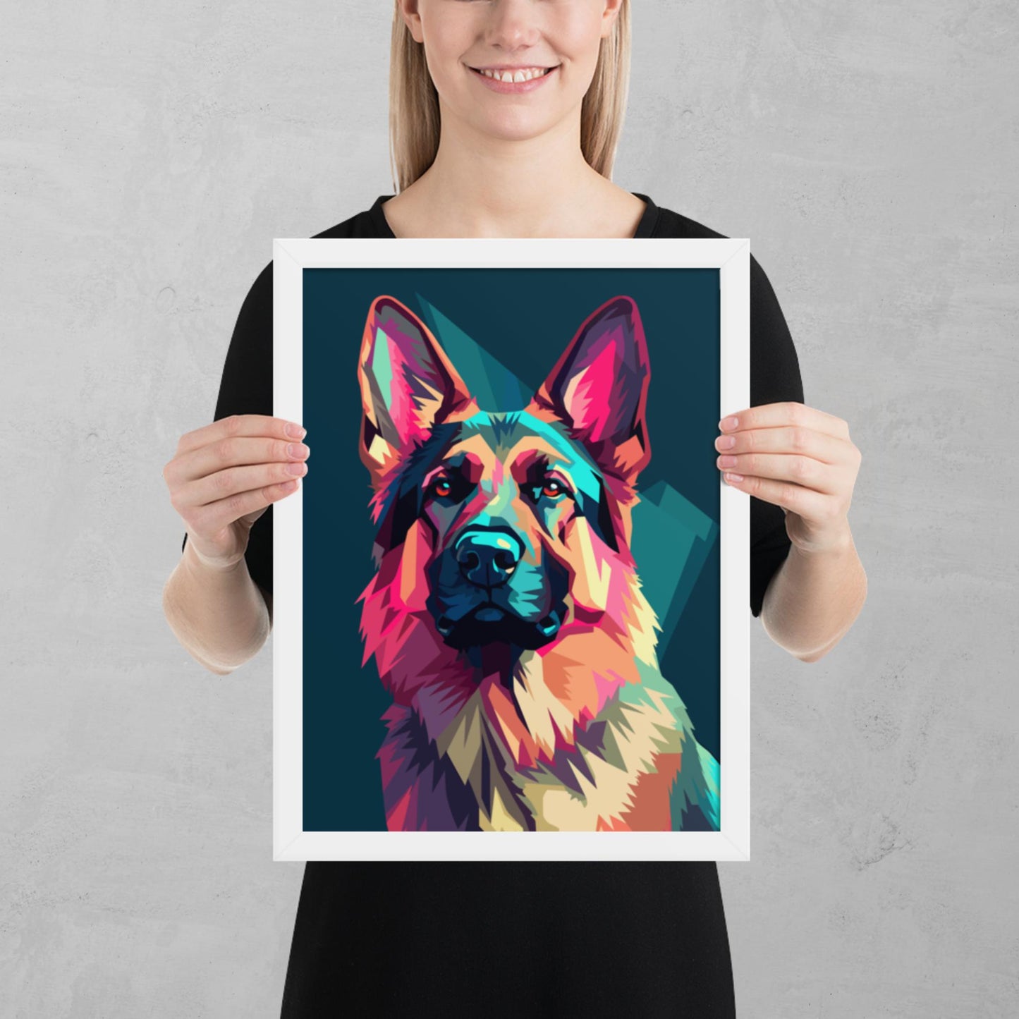 Green and Pink Dog Framed Poster