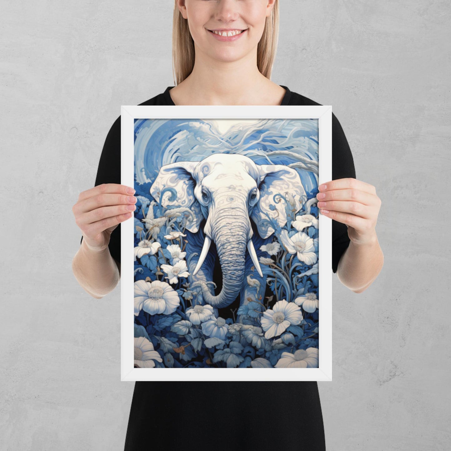 Ukiyo-e Elephant Framed Poster