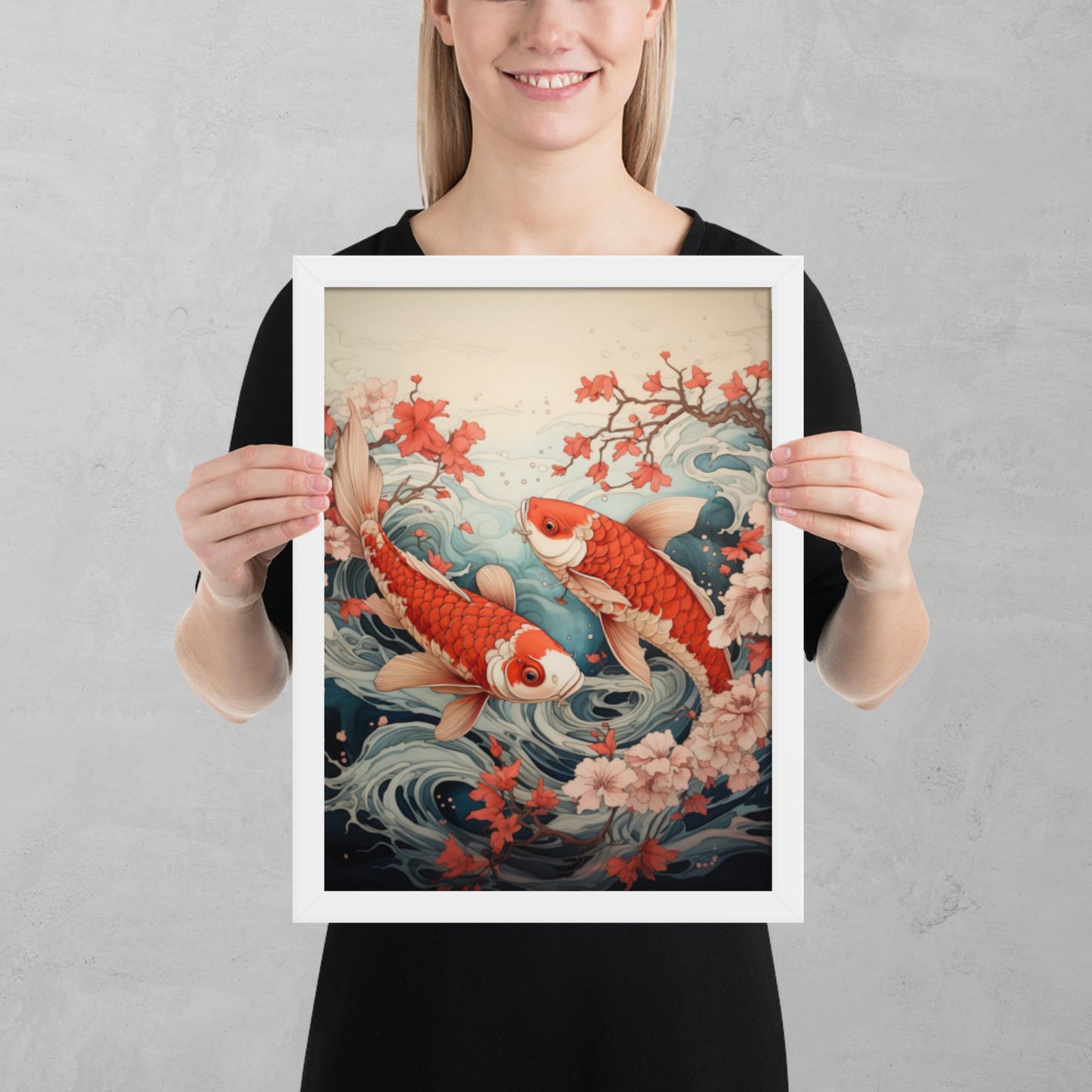 Ukiyo-e Koi Fish Framed Poster