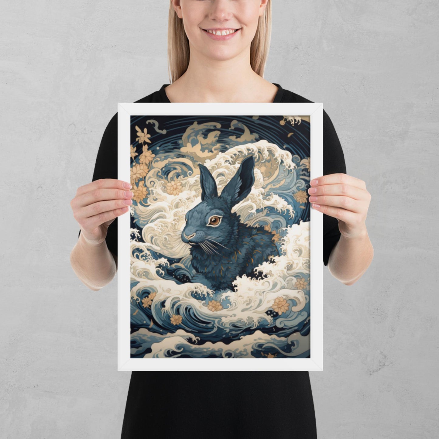 Ukiyo-e Rabbit Framed Poster