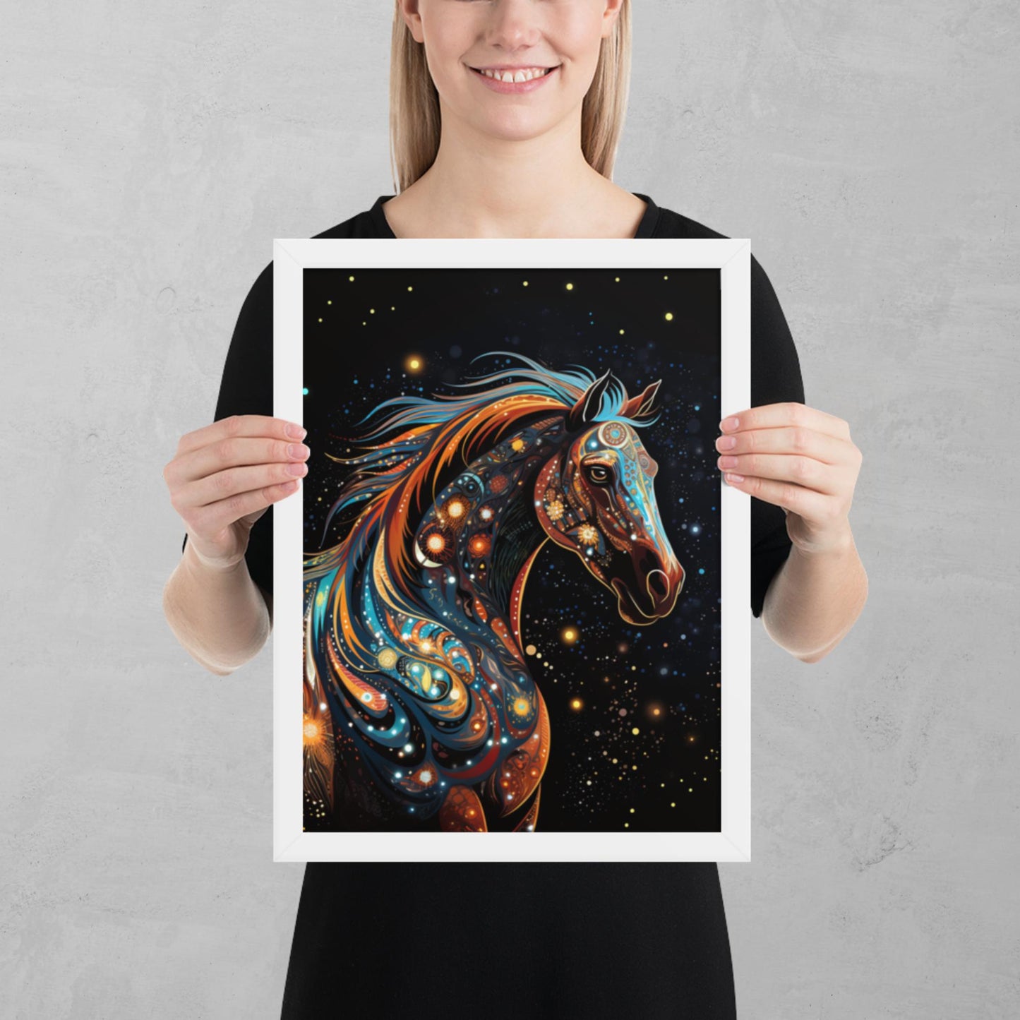 Dot Art Horse Framed Poster