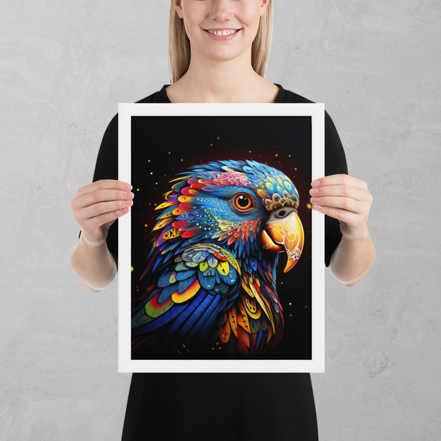 Dot Art Parrot Framed Poster