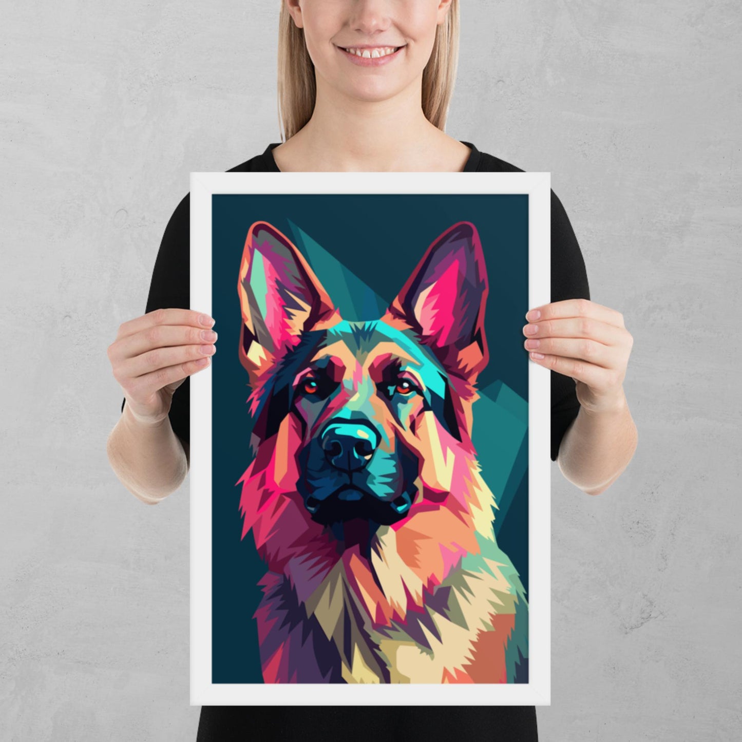 Green and Pink Dog Framed Poster