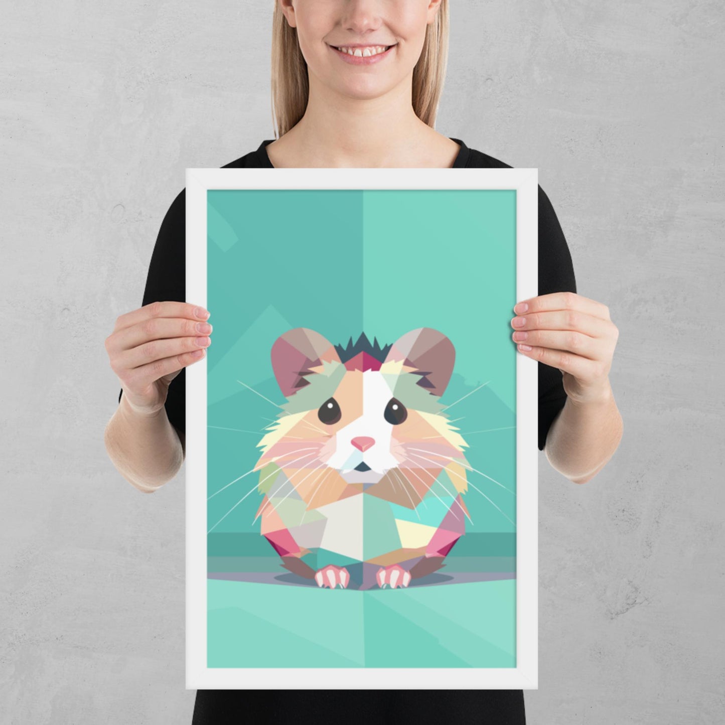 Green and Pink Hamster Framed Poster