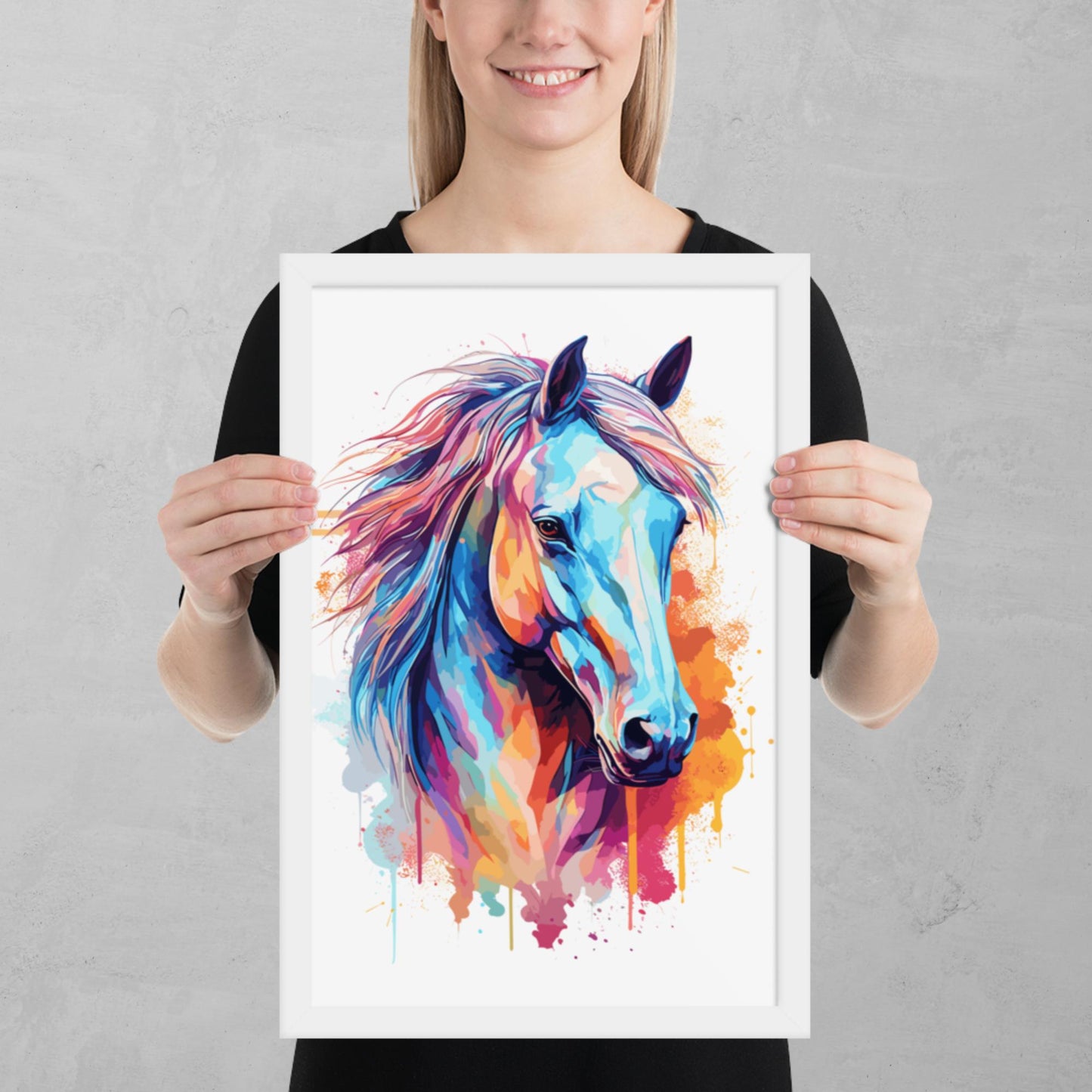 Rainbow Paint Horse Framed Poster