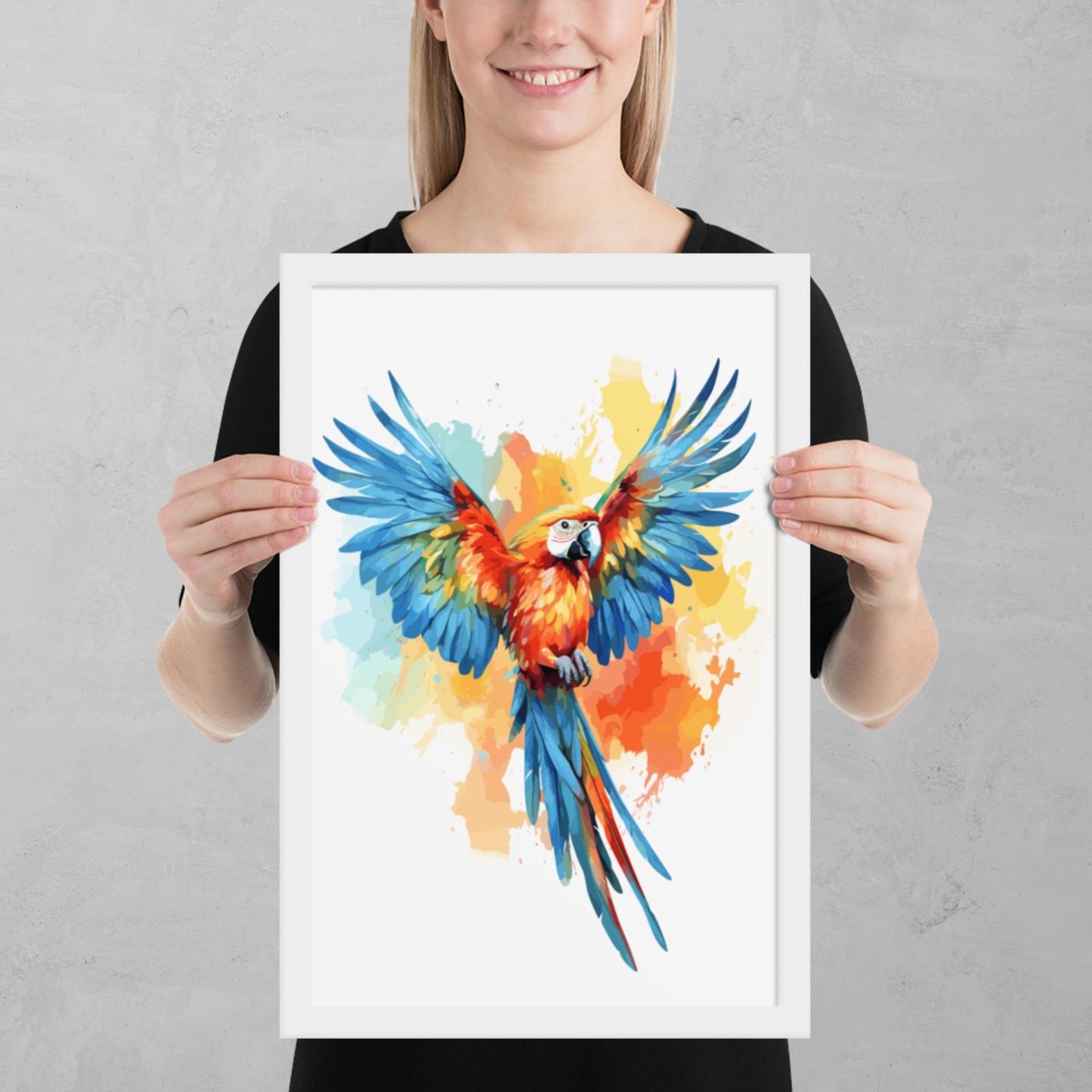 Rainbow Paint Parrot Framed Poster