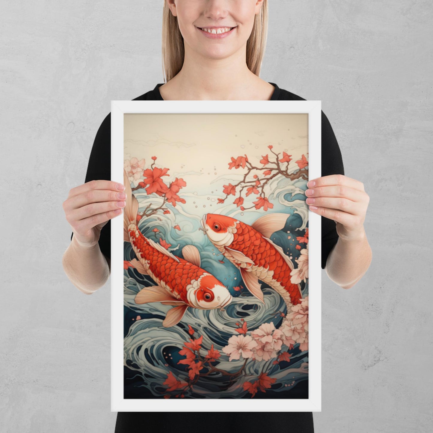 Ukiyo-e Koi Fish Framed Poster