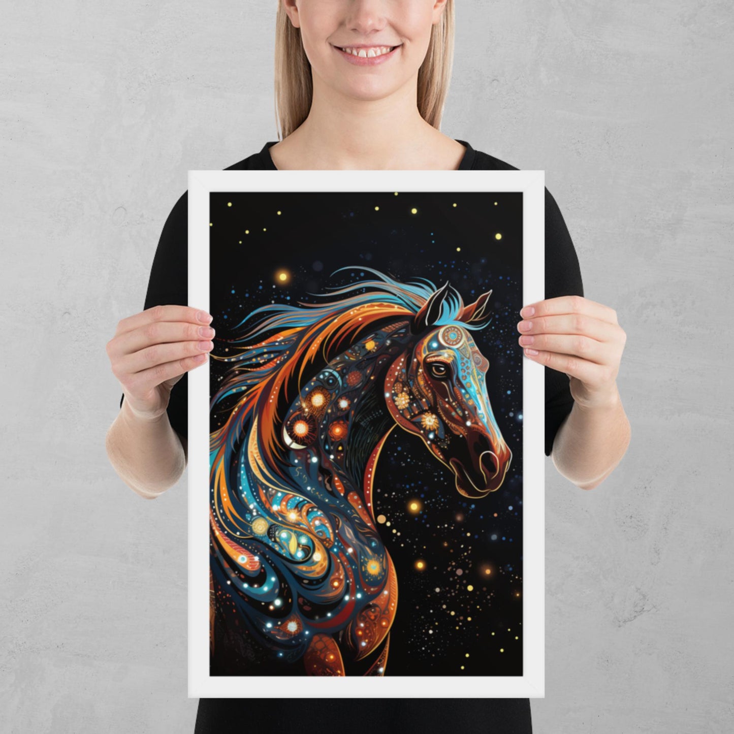 Dot Art Horse Framed Poster