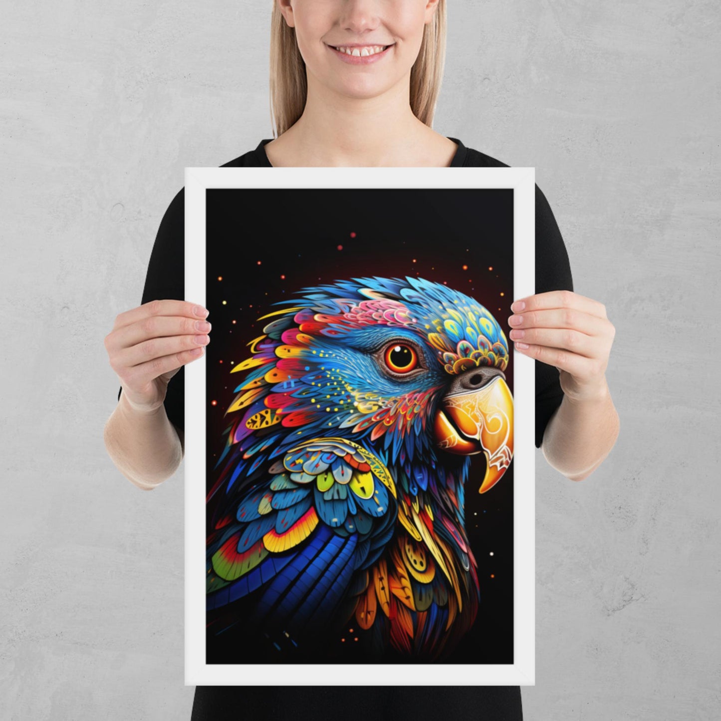 Dot Art Parrot Framed Poster