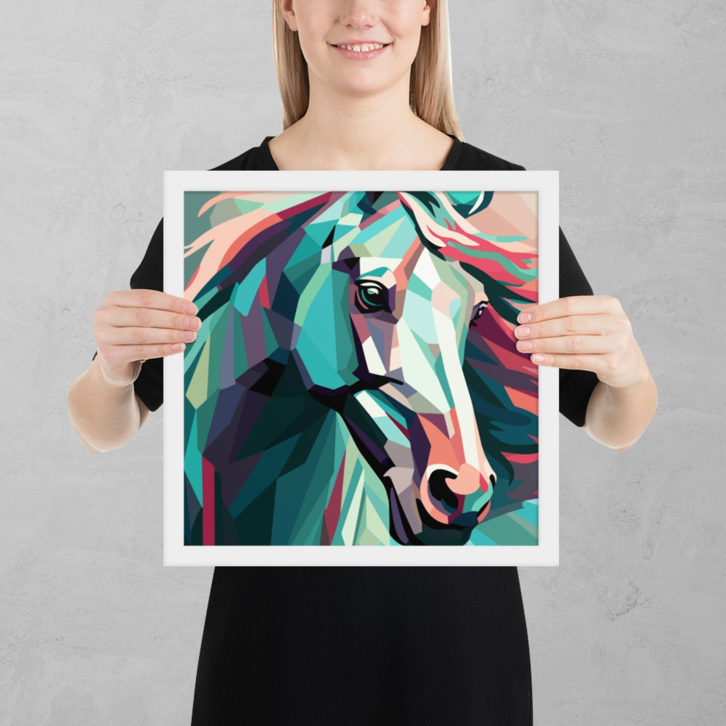 Green and Pink Horse Framed Poster