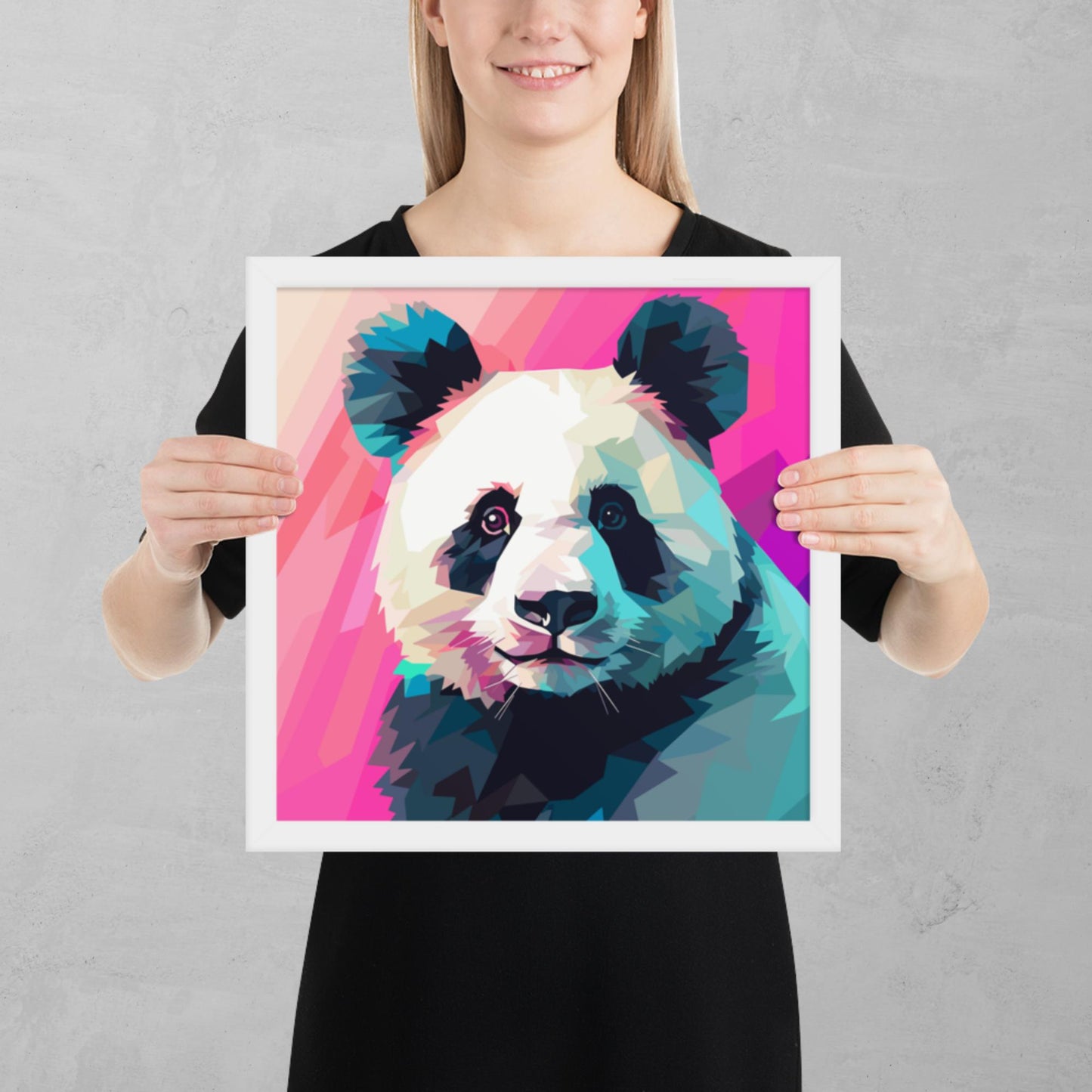 Green and Pink Panda Framed Poster