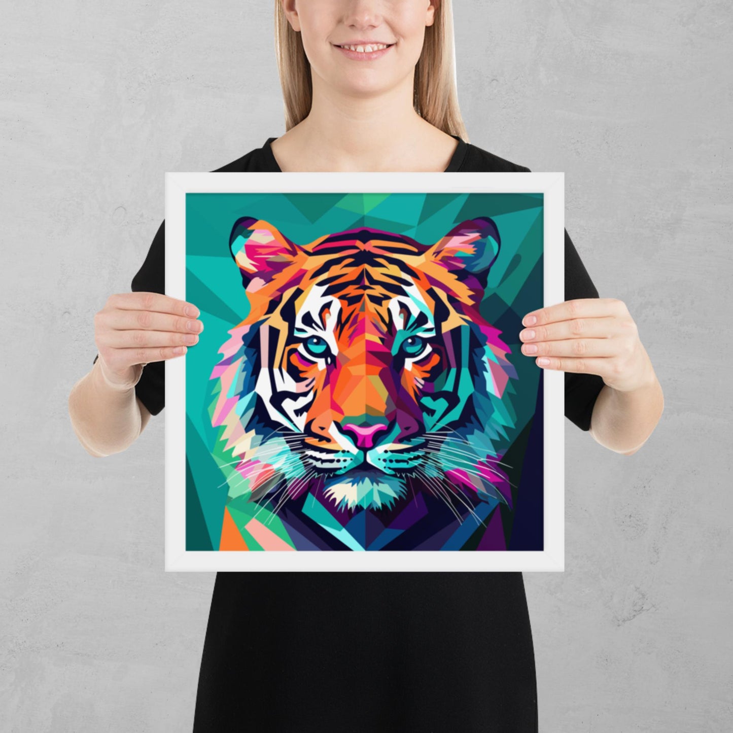 Green and Pink Tiger Framed Poster