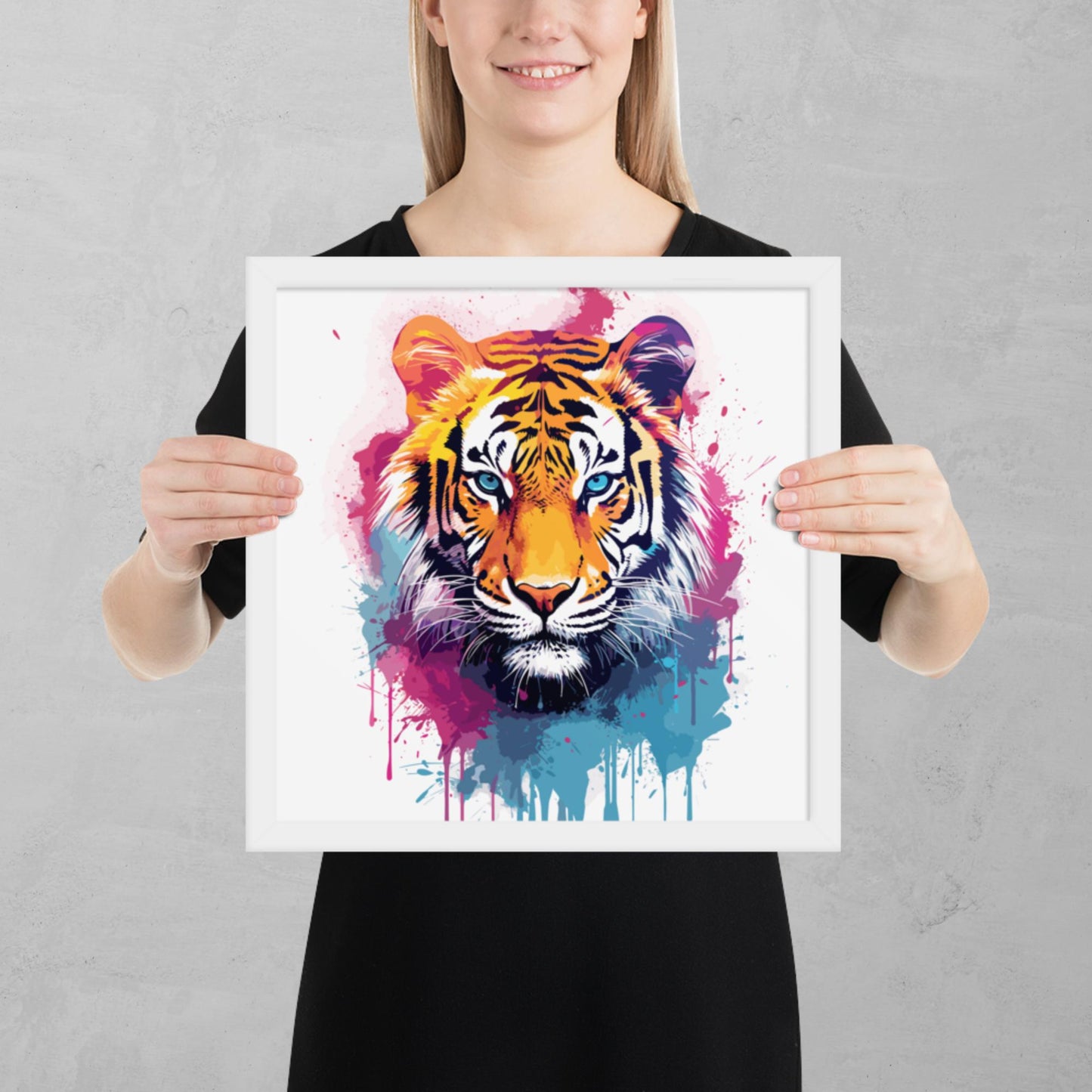 Rainbow Paint Tiger Framed Poster