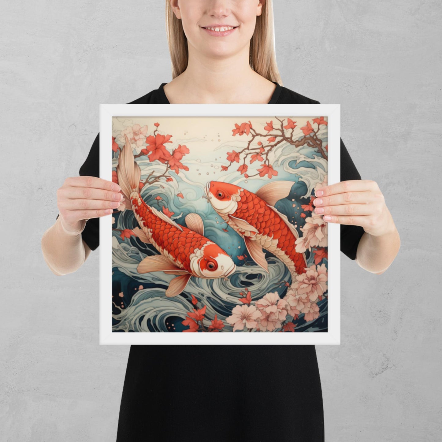 Ukiyo-e Koi Fish Framed Poster