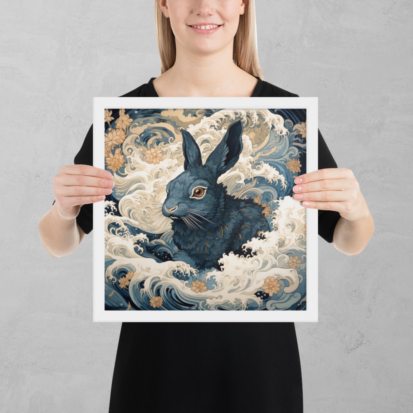 Ukiyo-e Rabbit Framed Poster