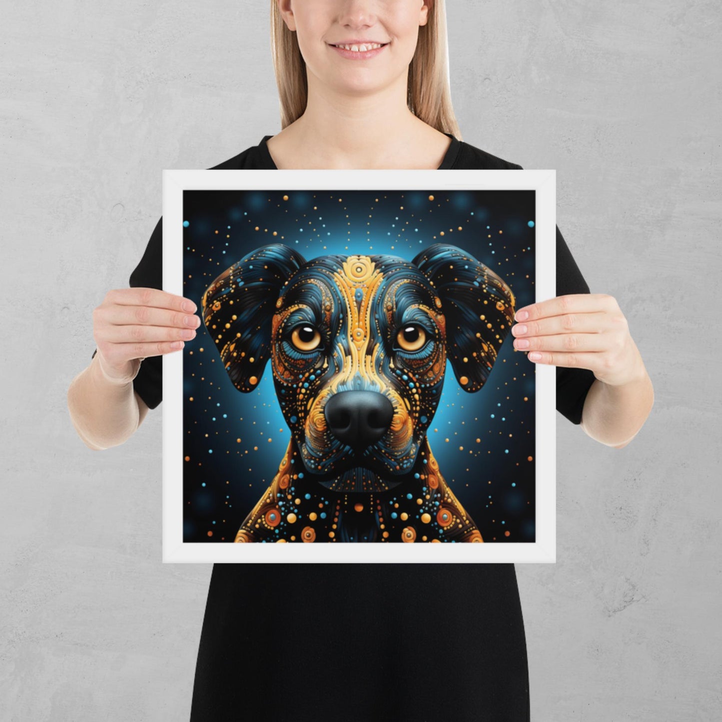 Dot Art Dog Framed Poster