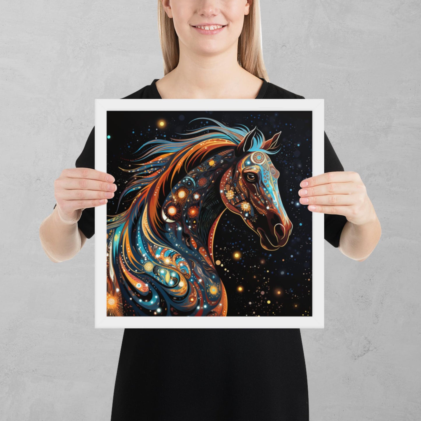 Dot Art Horse Framed Poster